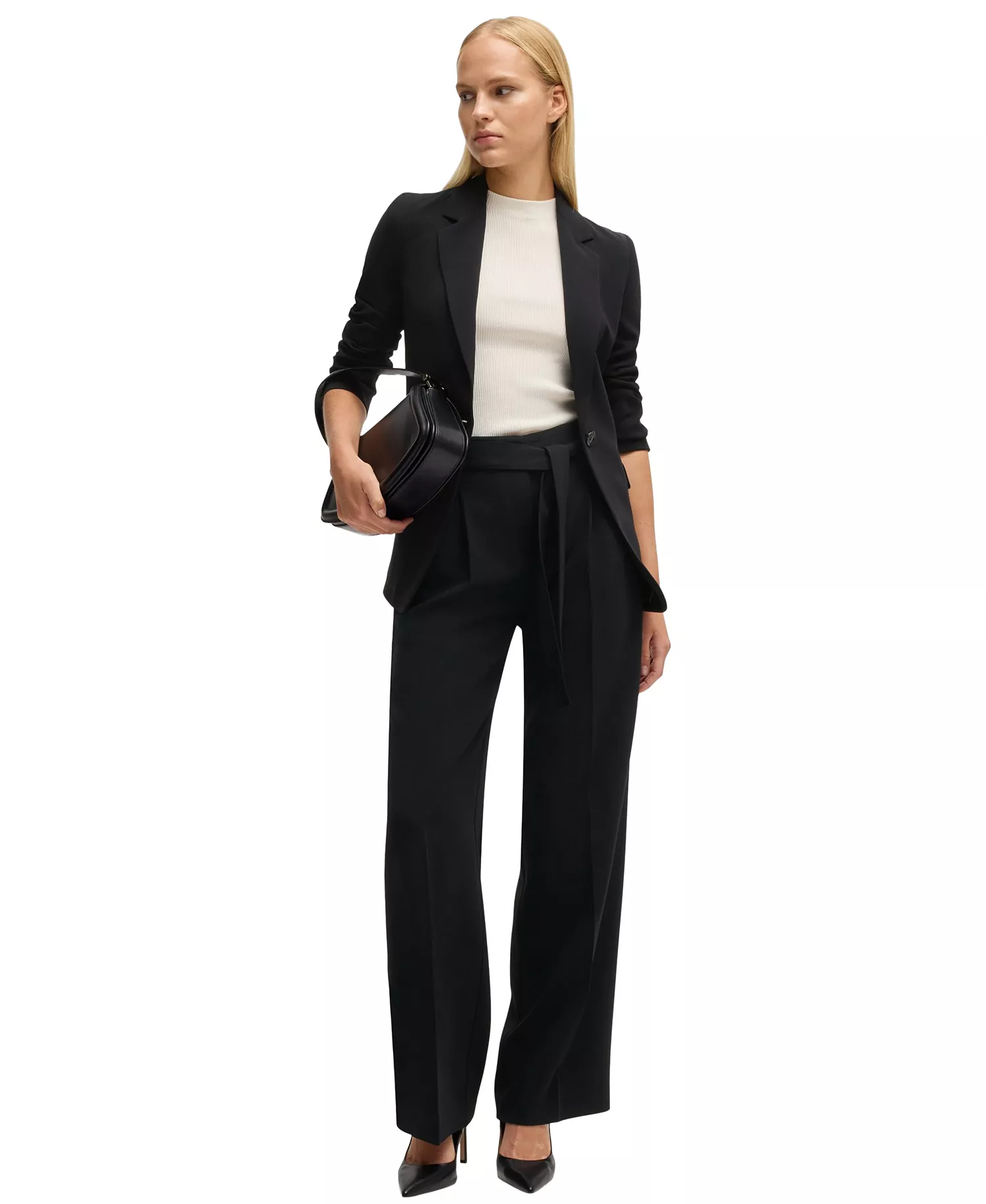 Women's Japanese Crepe Relaxed-Fit Trousers - Black - 6