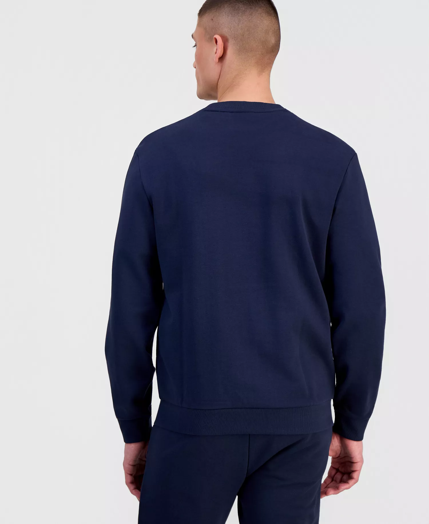 Men's Cotton Contrast-Logo Long-Sleeve Sweatshirt - Dark Blue - M