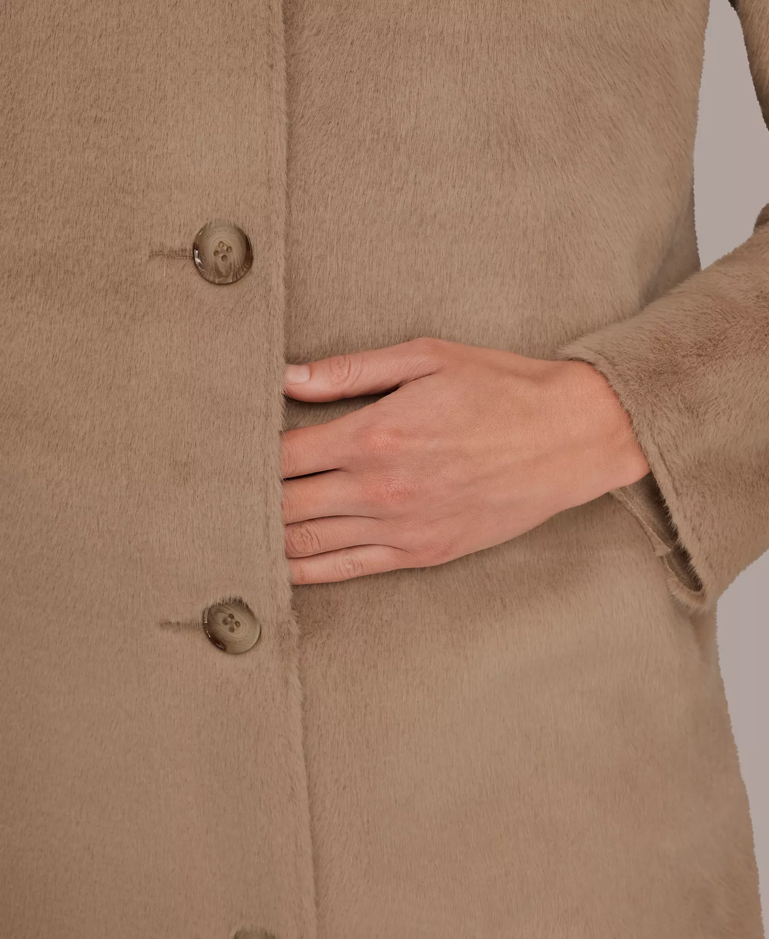Women's Button Front Maxi Coat - Beige - L