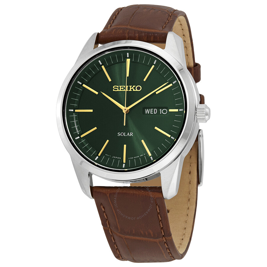 Seiko Dark Green Sunray Dial Solar Powered Men's Watch