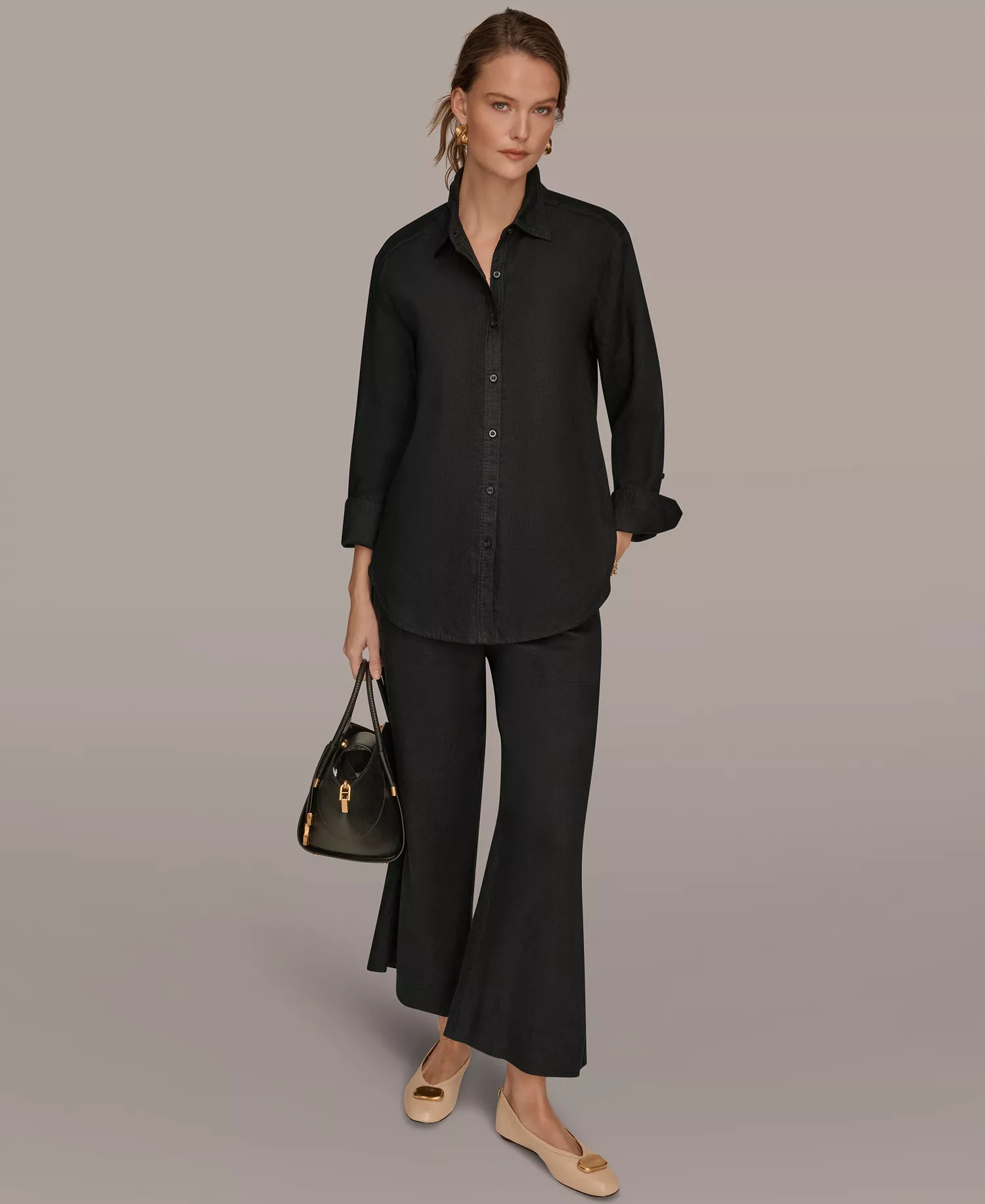 Women's Button-Down Shirt - Black - L