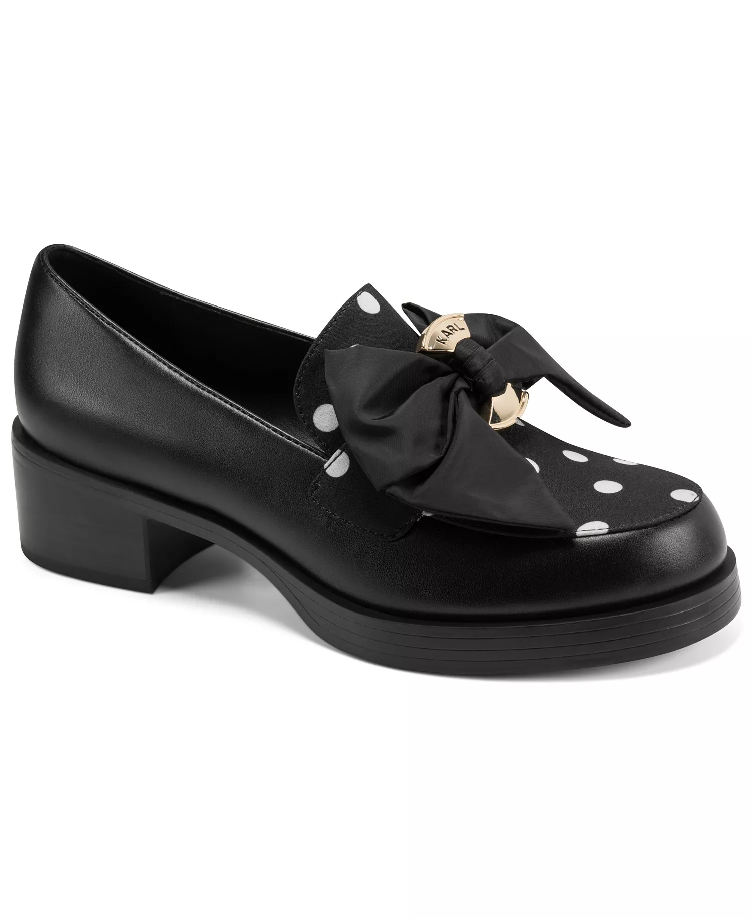 Women's Camilia Fan Bow Polka-Dot Loafers - Black/White - 10