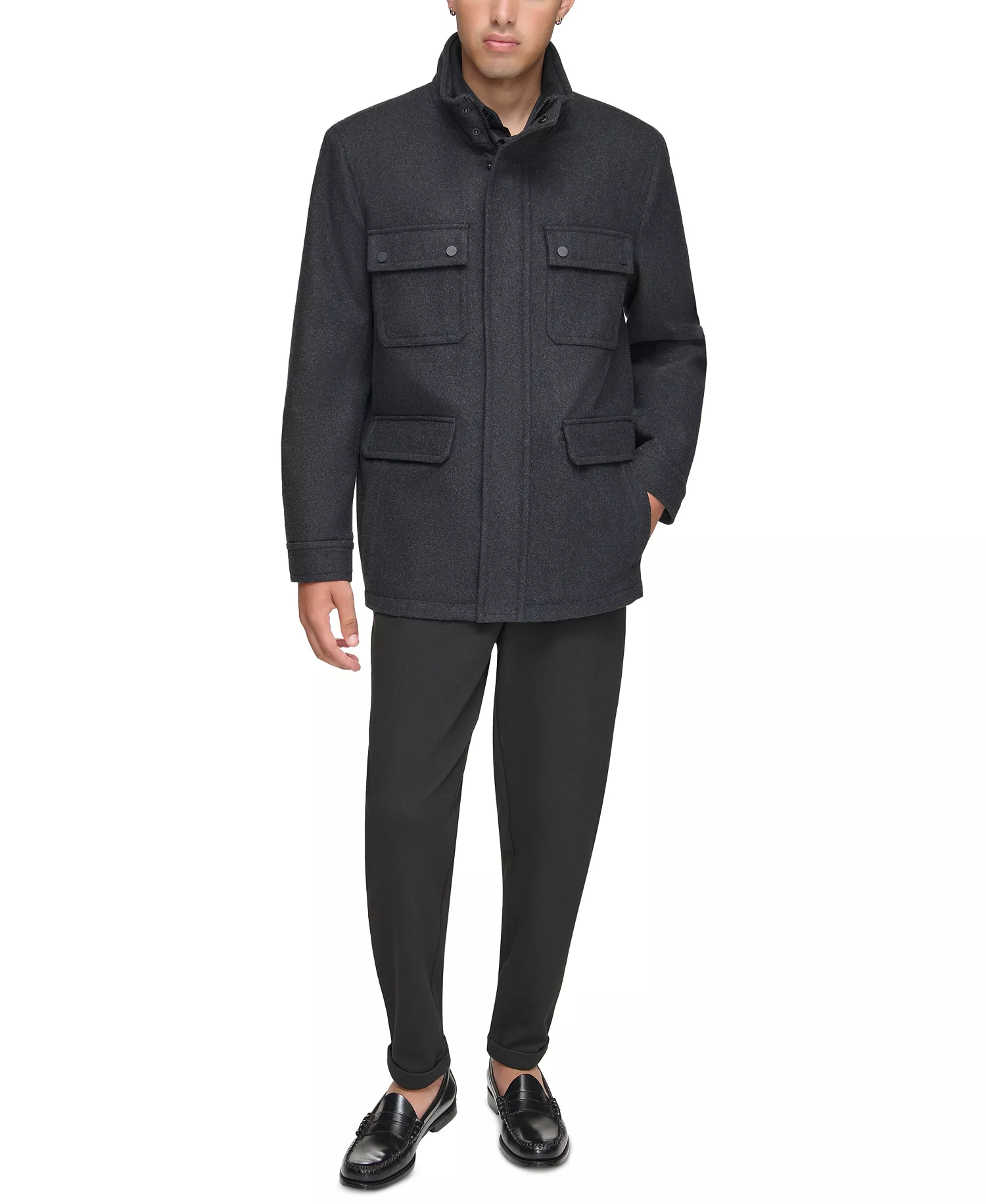 Men's Dunbar Four Pocket Military-Inspired Jacket - Charcoal - 2XL