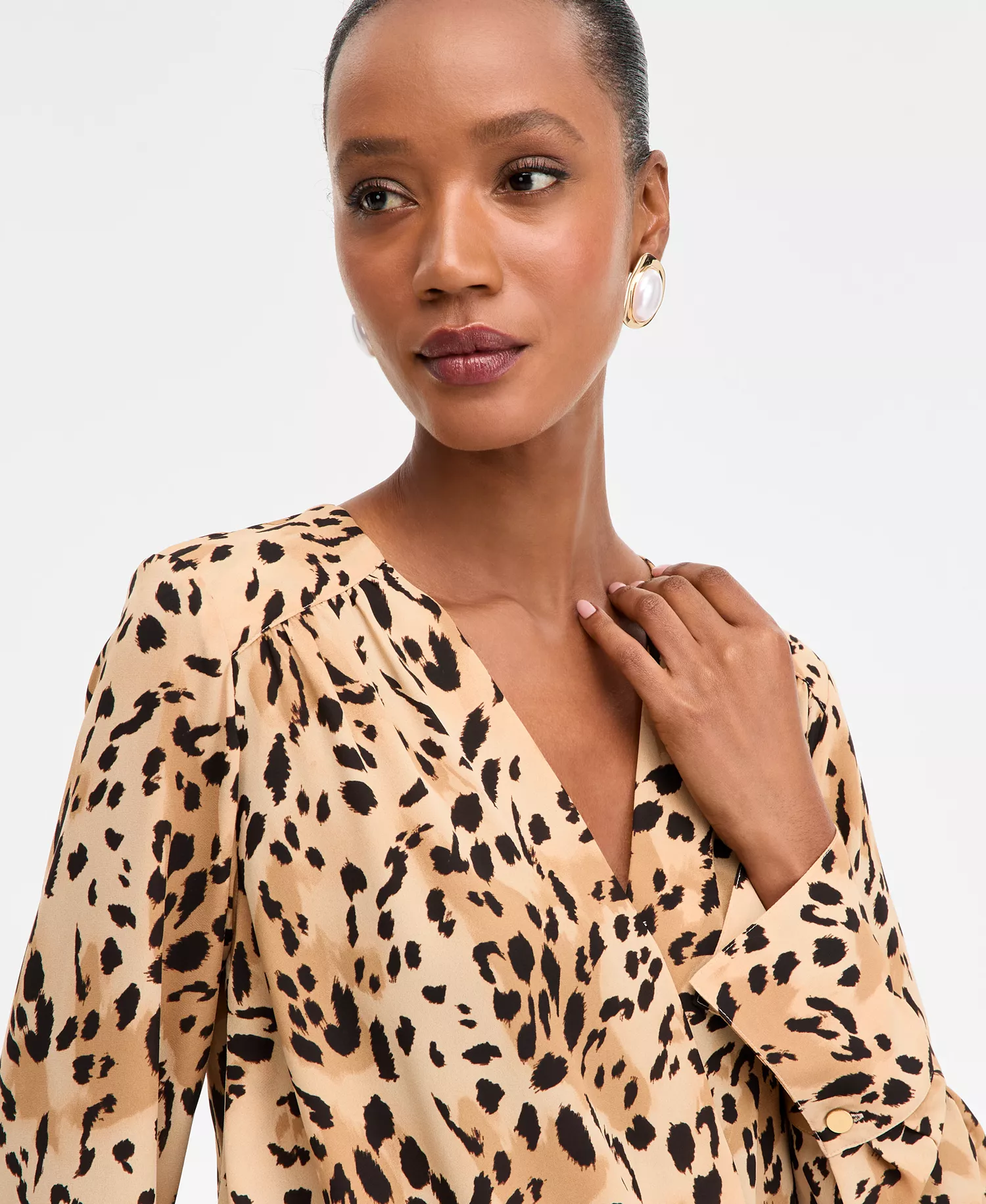 Women's Printed Surplice-Neck Blouse, Macy's Exclusive  - Caliste Animal - L