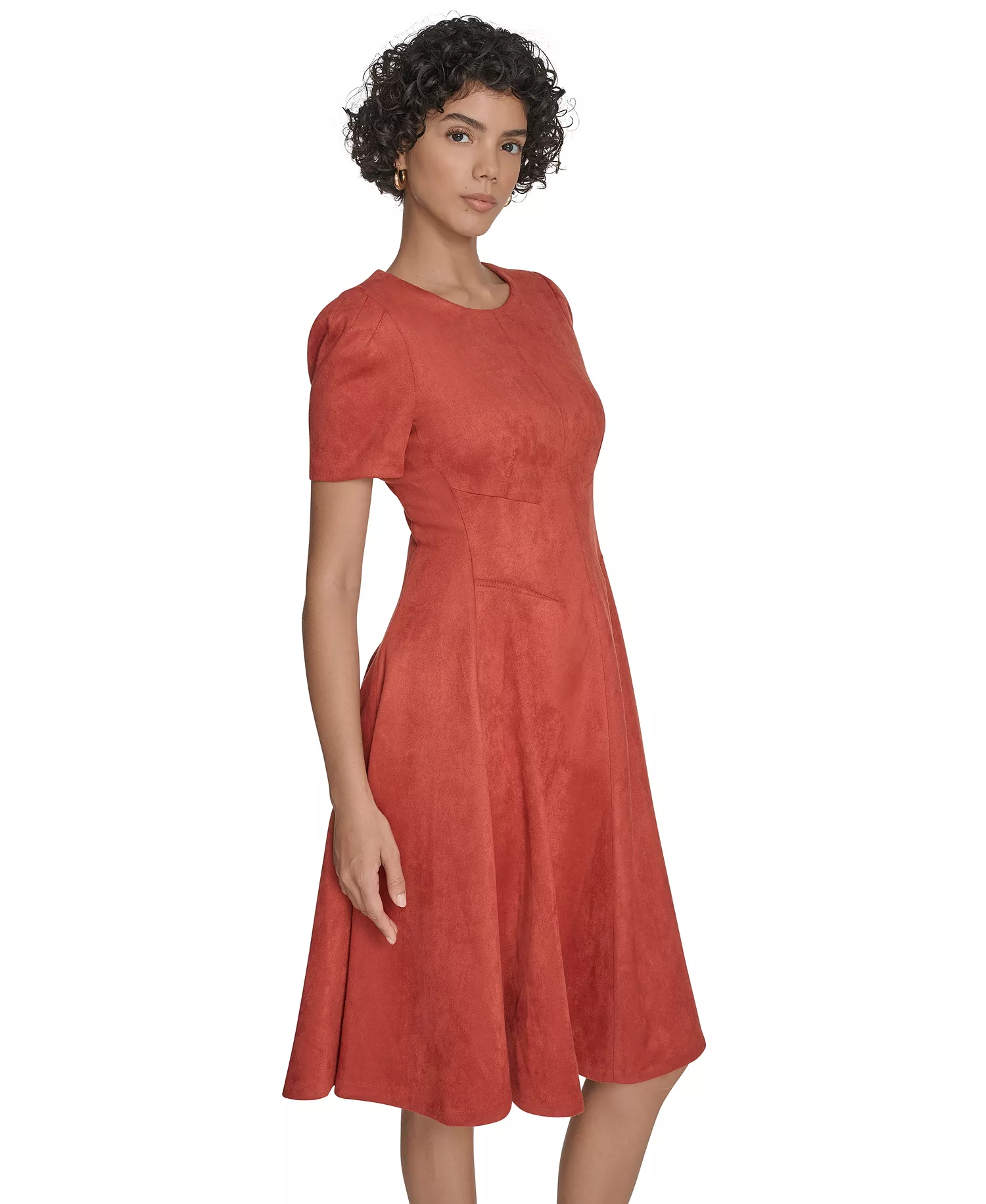 Women's Fit and Flare Short Dress - Chai Tea - 4