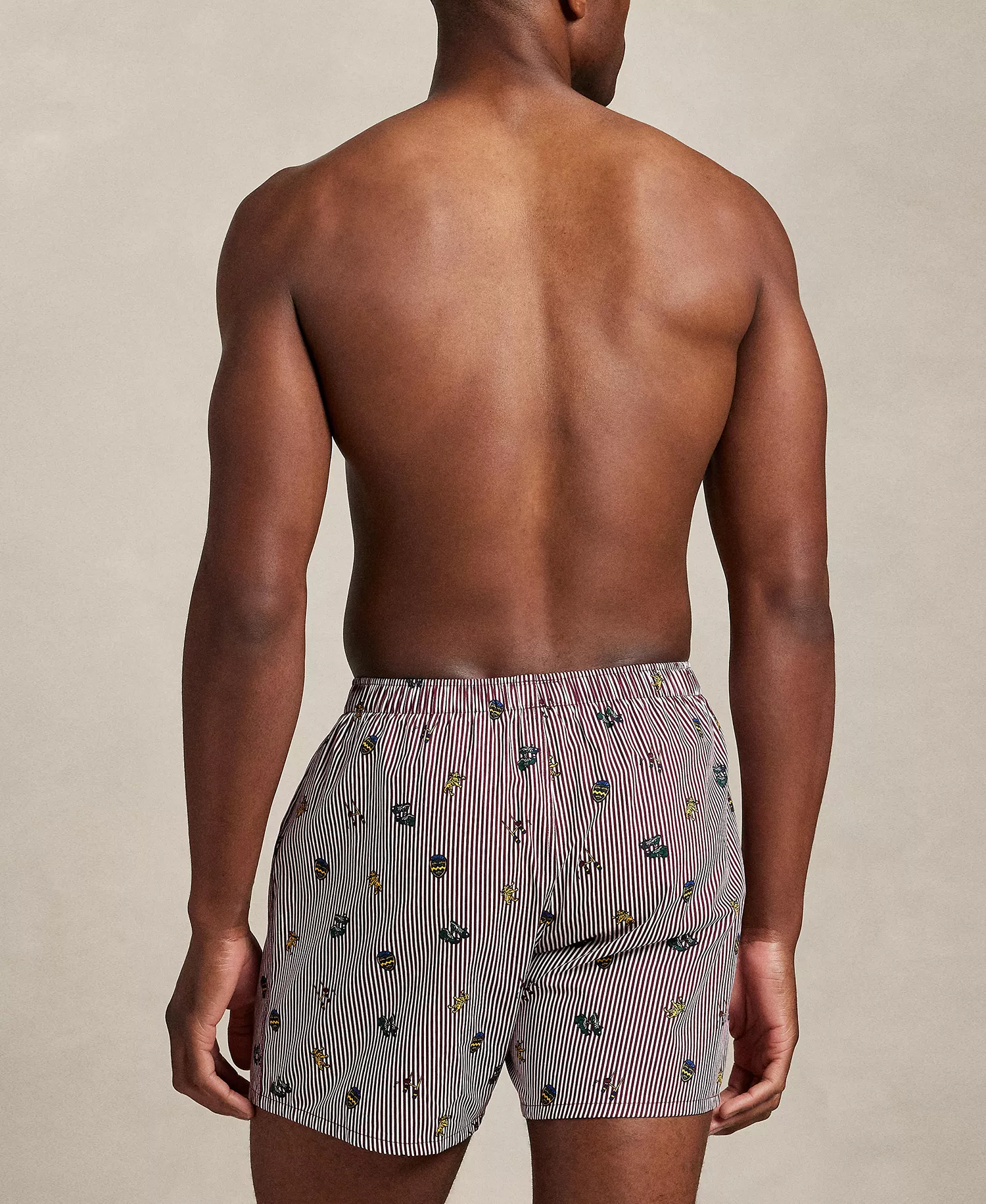 Men's Printed Elastic Waist Boxers - Rugby Bengal Print - M