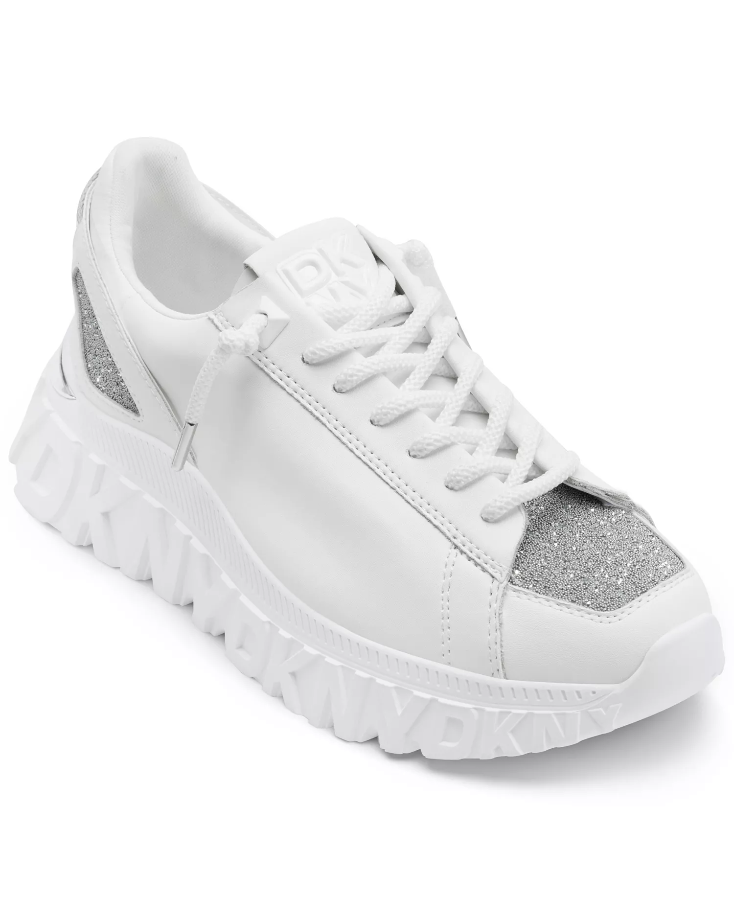 Women's LaCamp Glitter Sneakers - White - 5M