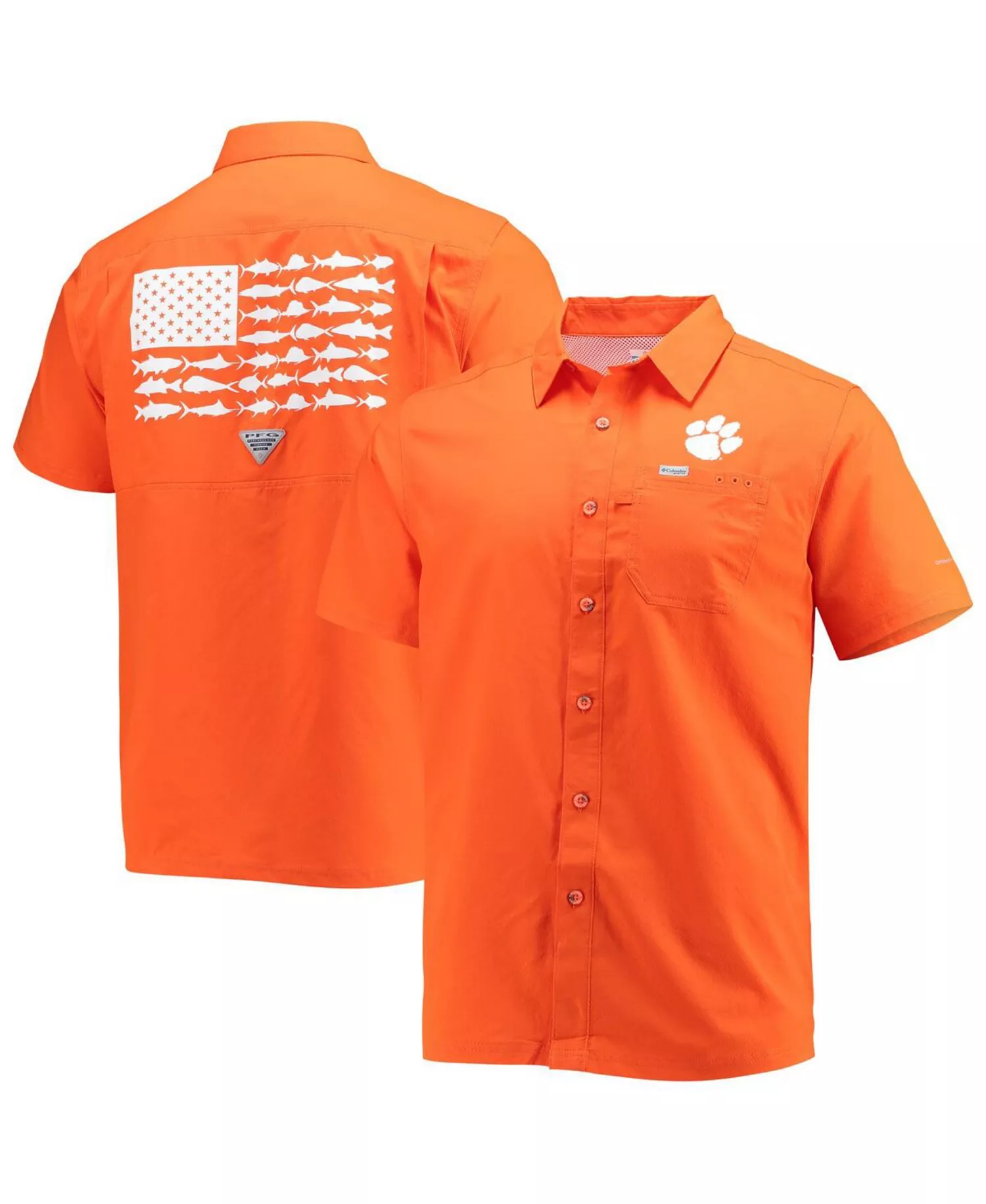 Men's Orange Clemson Tigers Slack Tide Camp Button-Up Shirt - Orange - L
