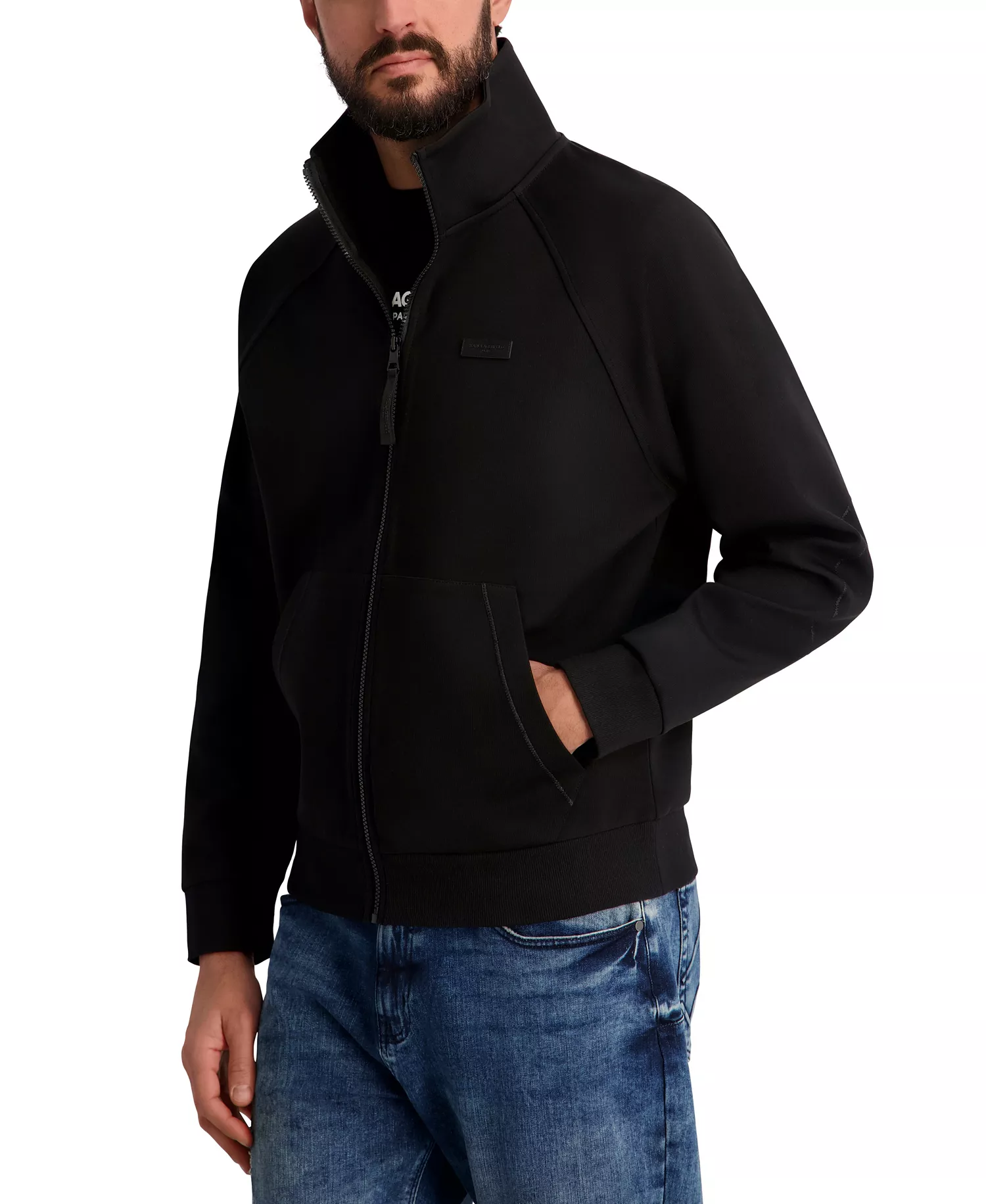 Men's Full-Zip Ponte Track Jacket - Black - 2XL