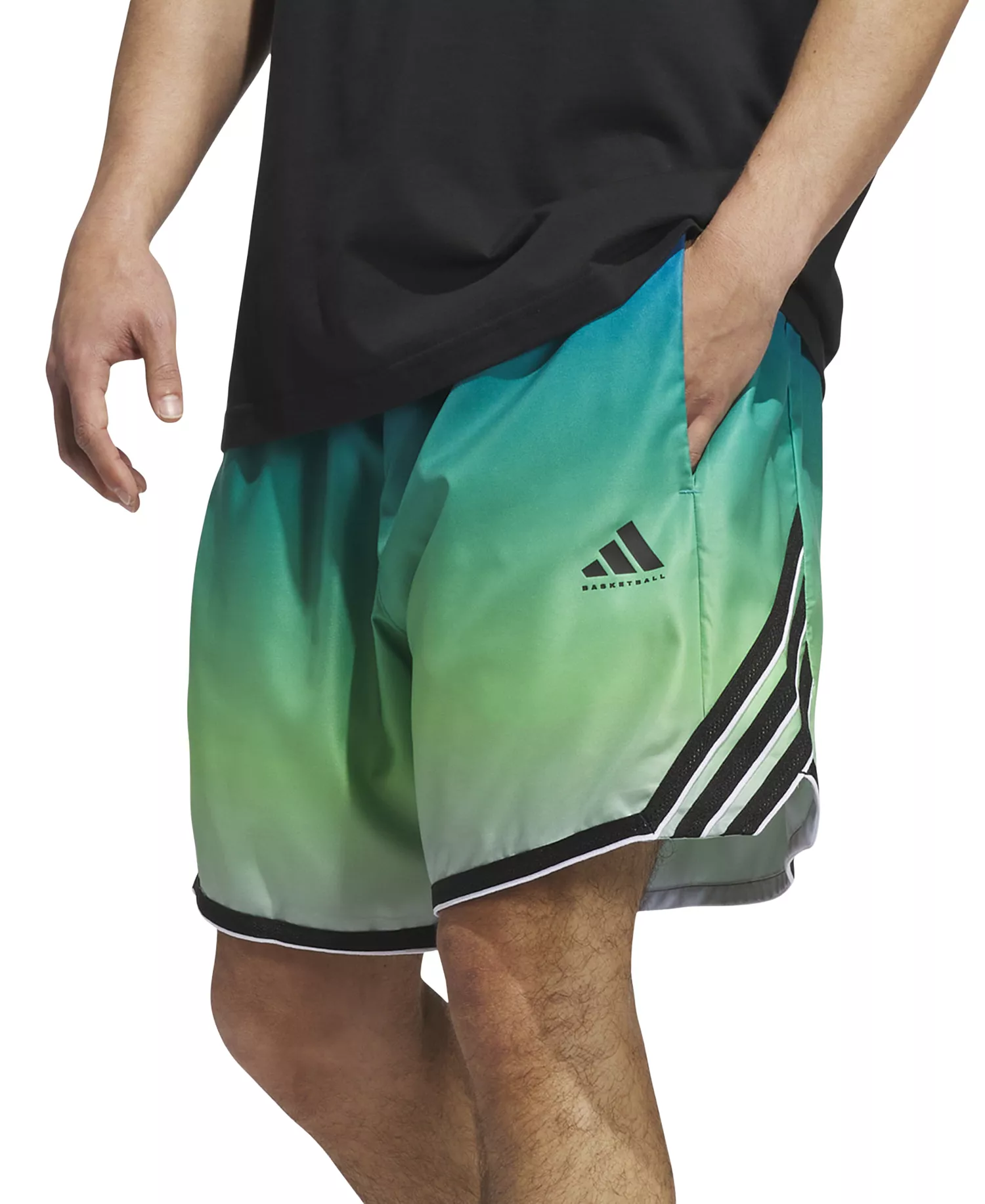 Men's Faded 3-Stripes Logo Shorts - Lime/teal - 2XL
