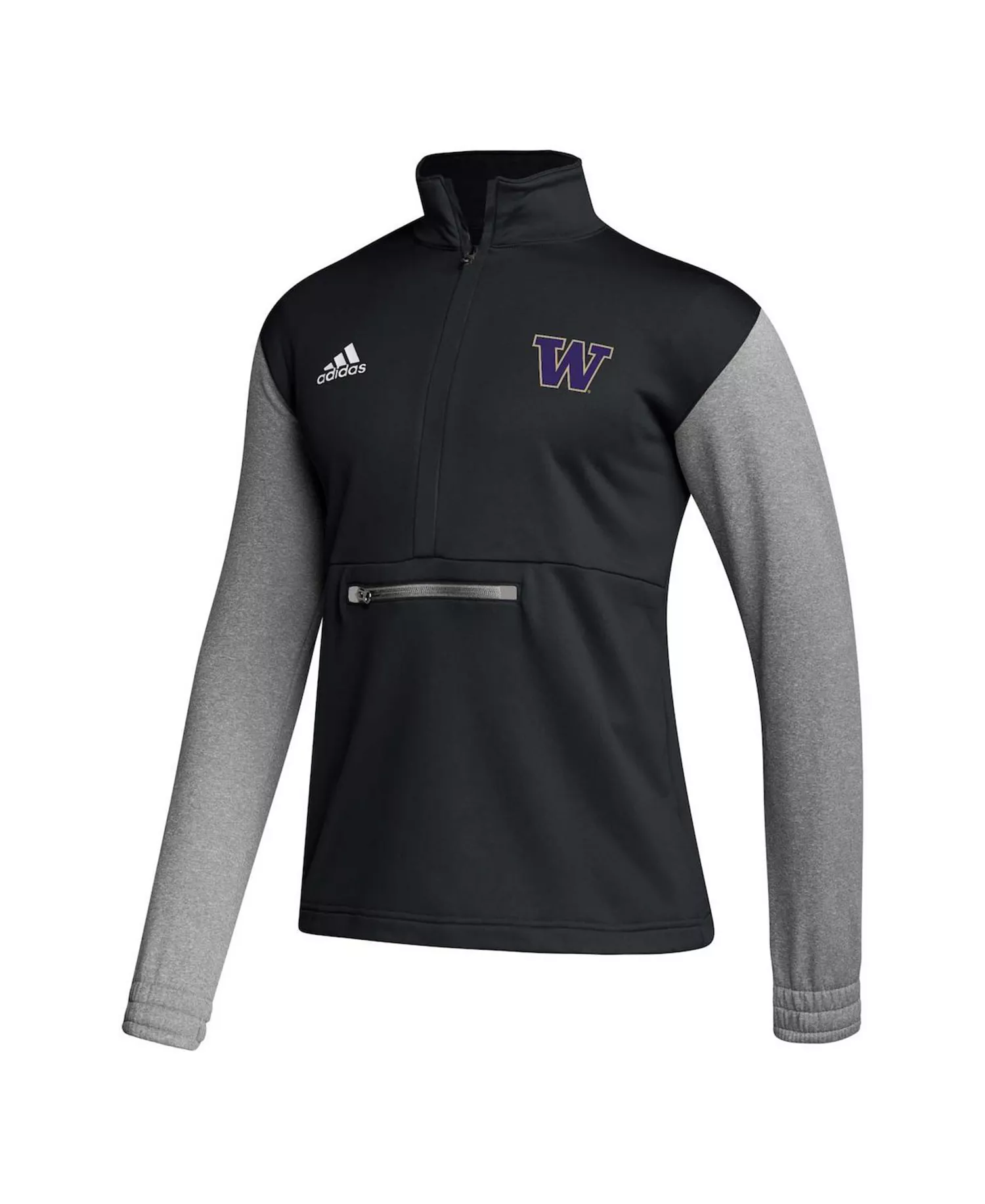 Men's Black Washington Huskies Team Issue AEROREADY Quarter-Zip Jacket - Black - M