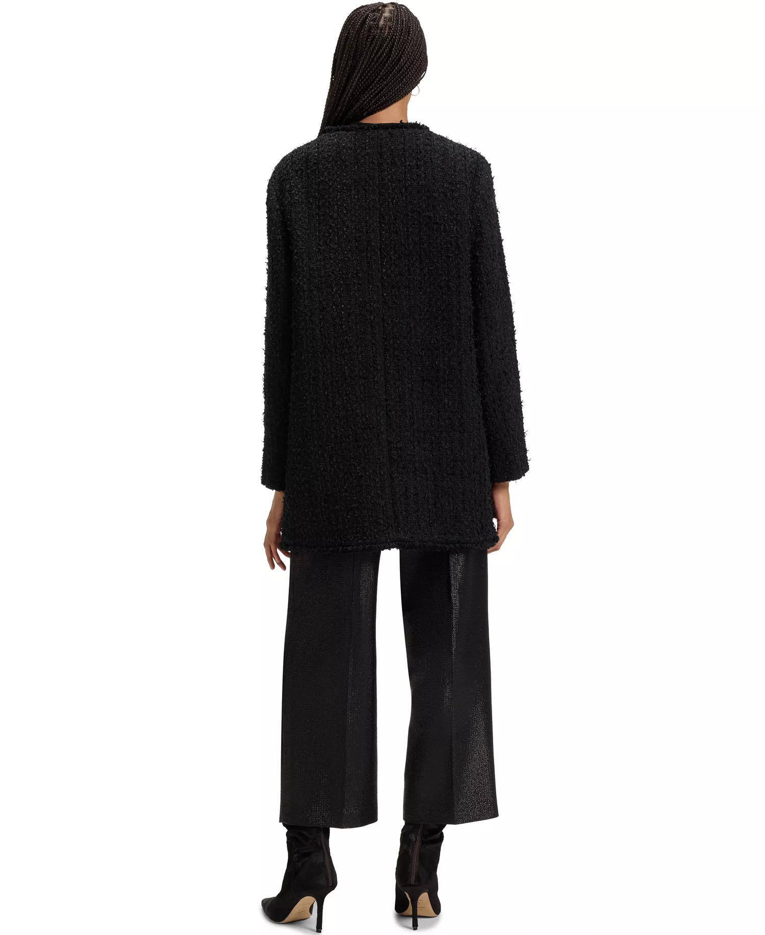 Women's Velvet Tweed Oversized-Fit Blazer - Open Misc - 12