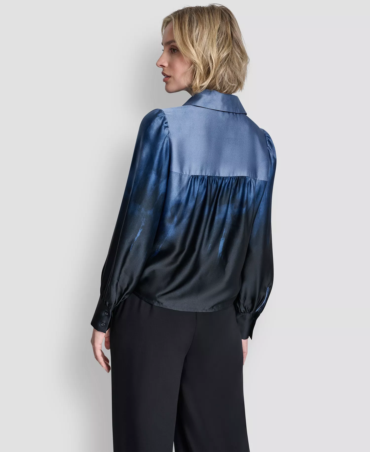 Women's Balloon-Sleeve Blouse - Hudson Blue/liberty Sky - L