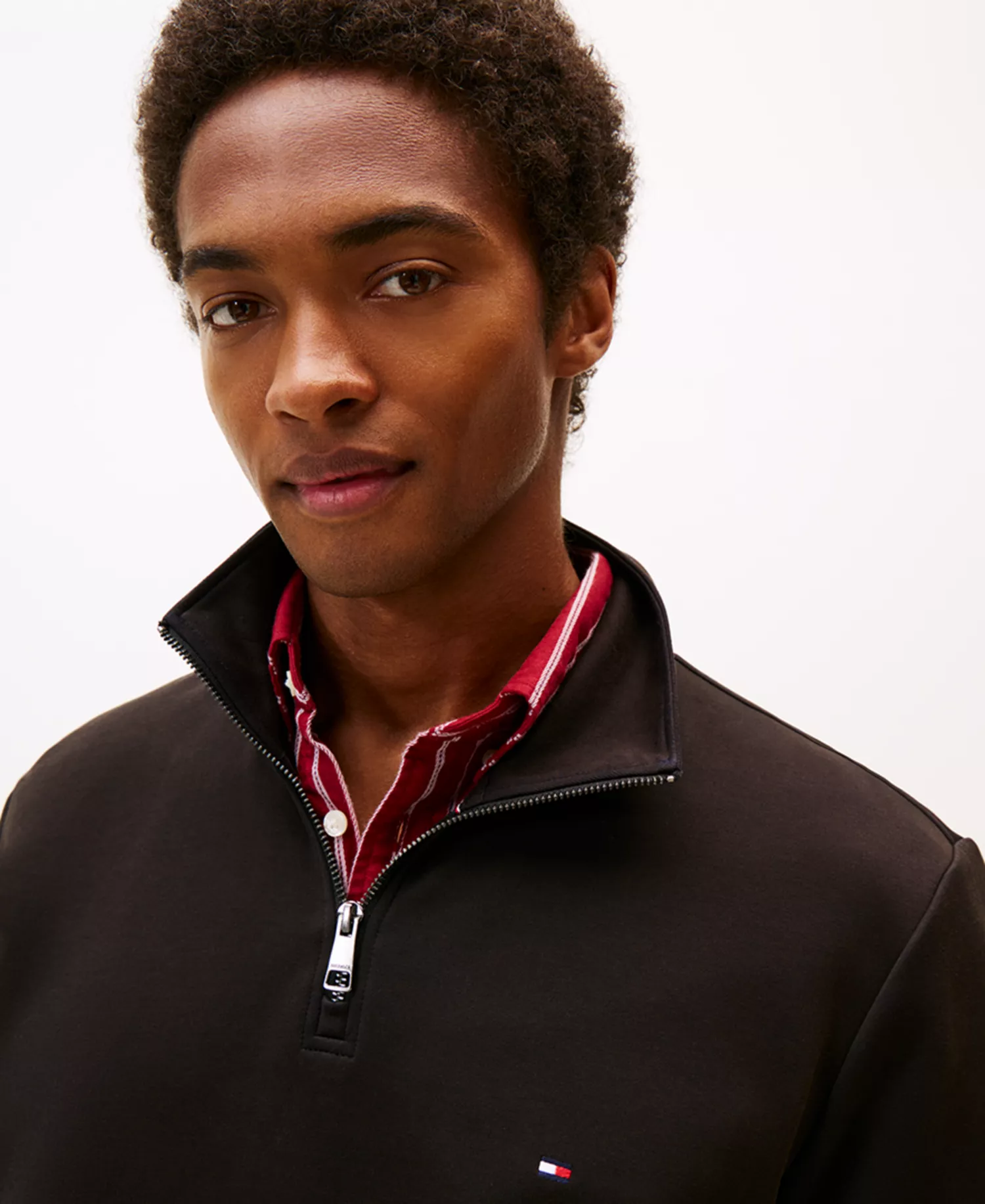 Men's Essential Intechno Knit Regular-Fit Quarter-Zip Sweatshirt - Black - L