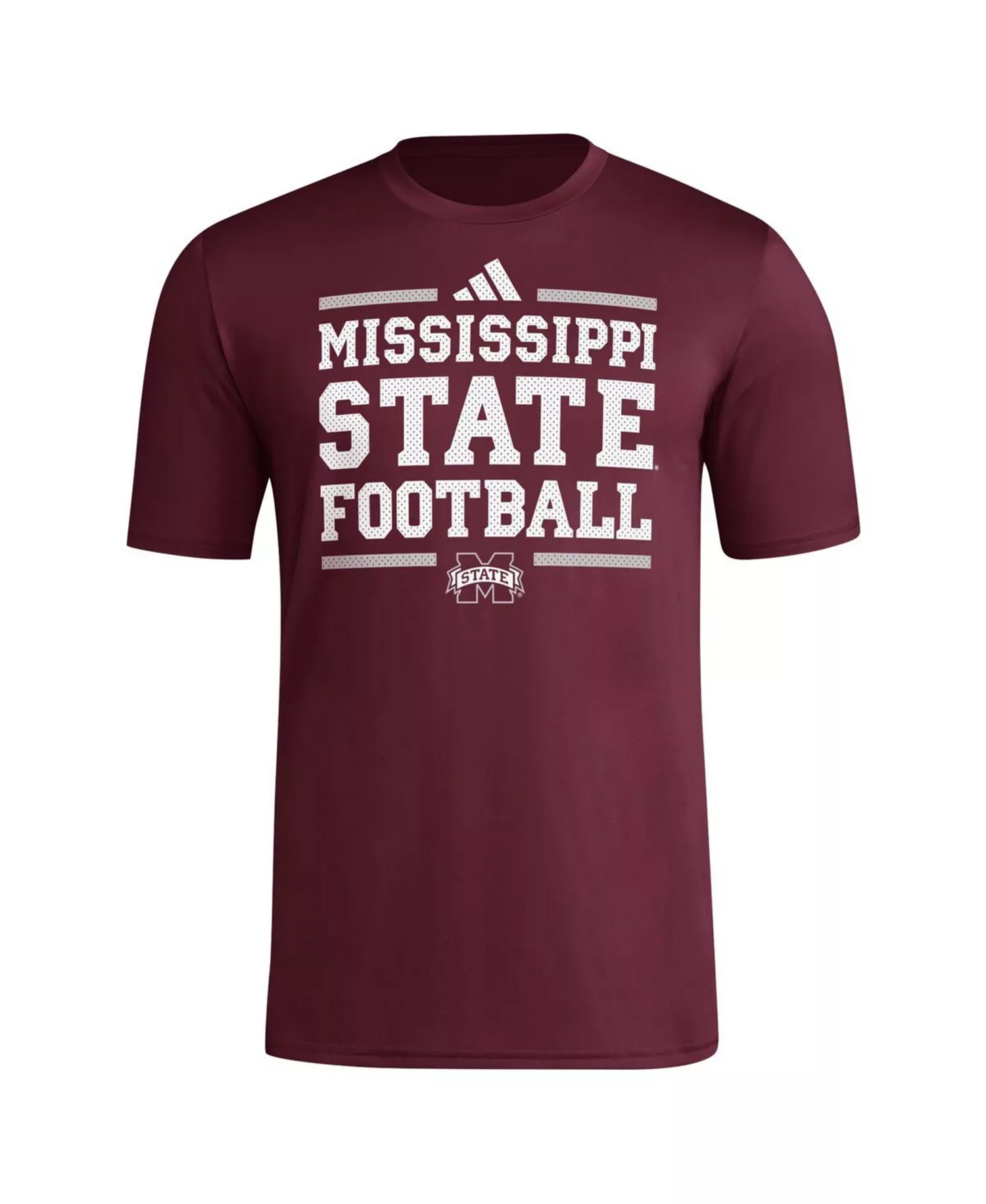 Men's Maroon Mississippi State Bulldogs Locker Football Pre-Game AEROREADY T-Shirt - Maroon - 2XL
