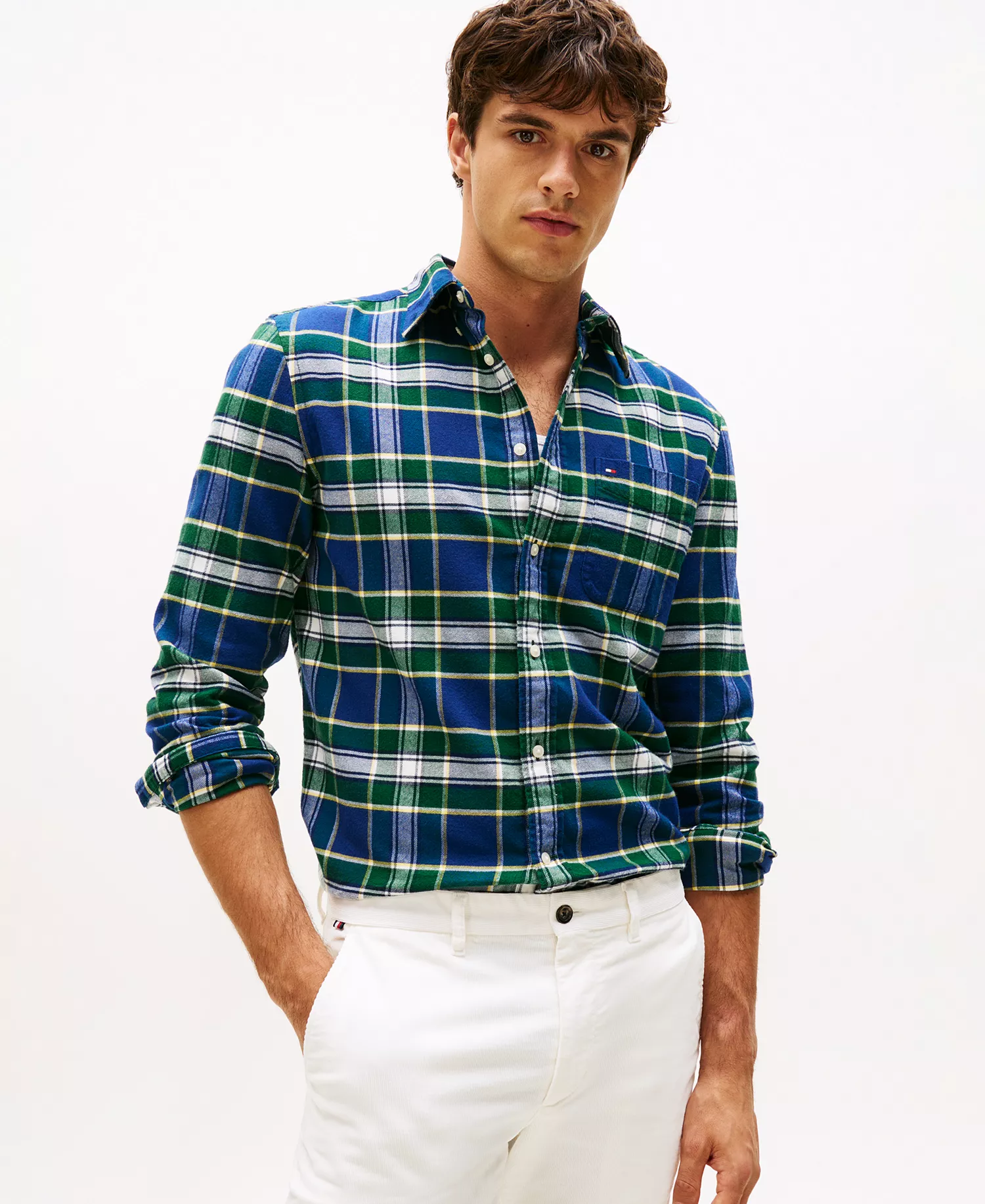 Men's Flannel Tartan Check Shirt - Ornamental Green/Check - M