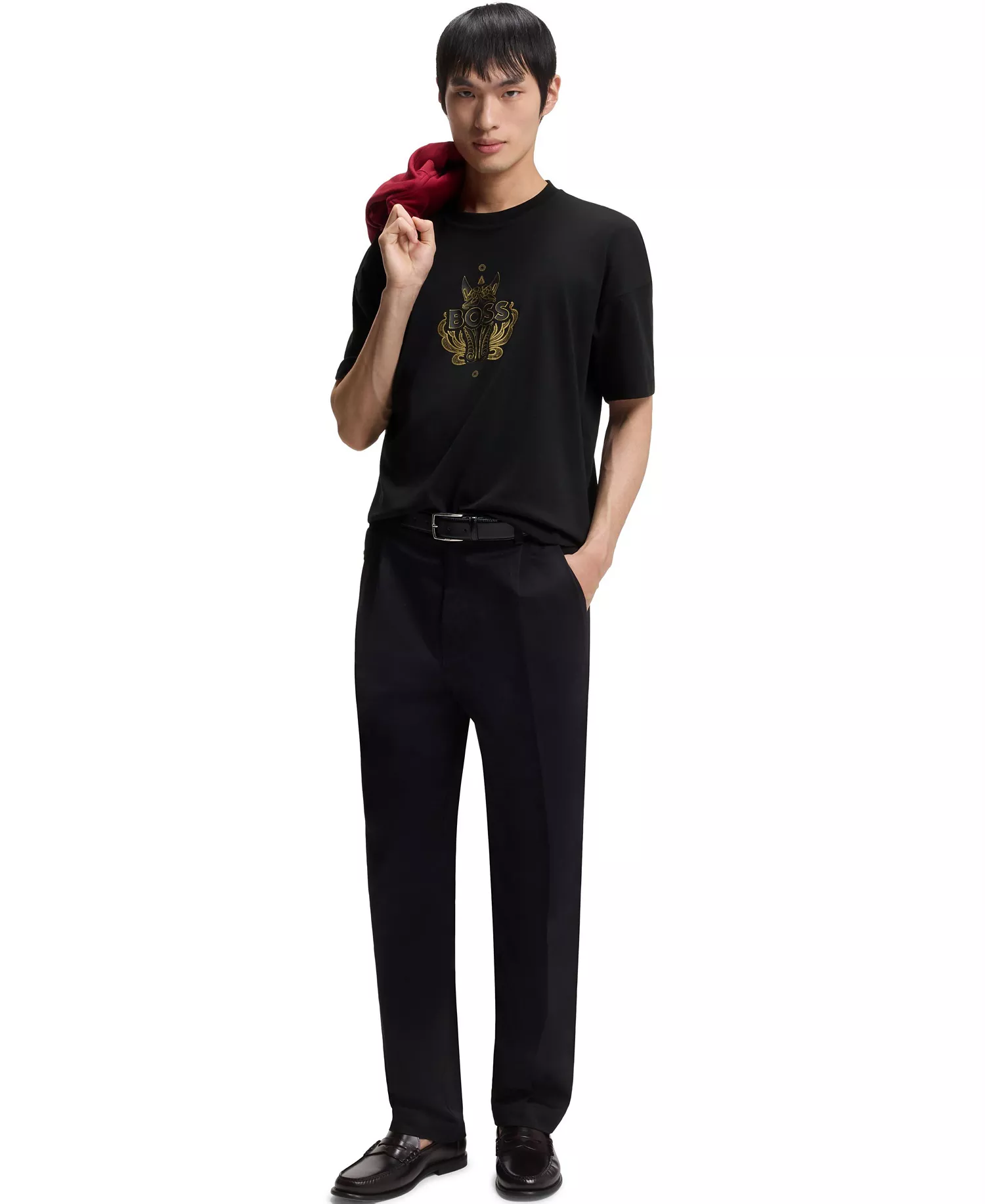 Men's Cotton-Jersey Logo Artwork T-Shirt - Black - 2XL