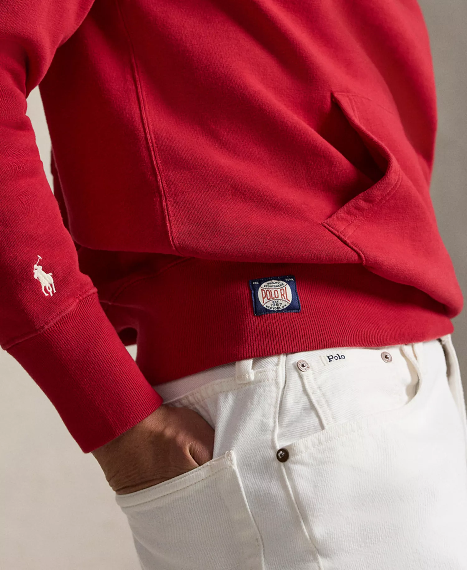 Men's Long-Sleeve Logo Patch Sweatshirt - Ralph Red - 2XL