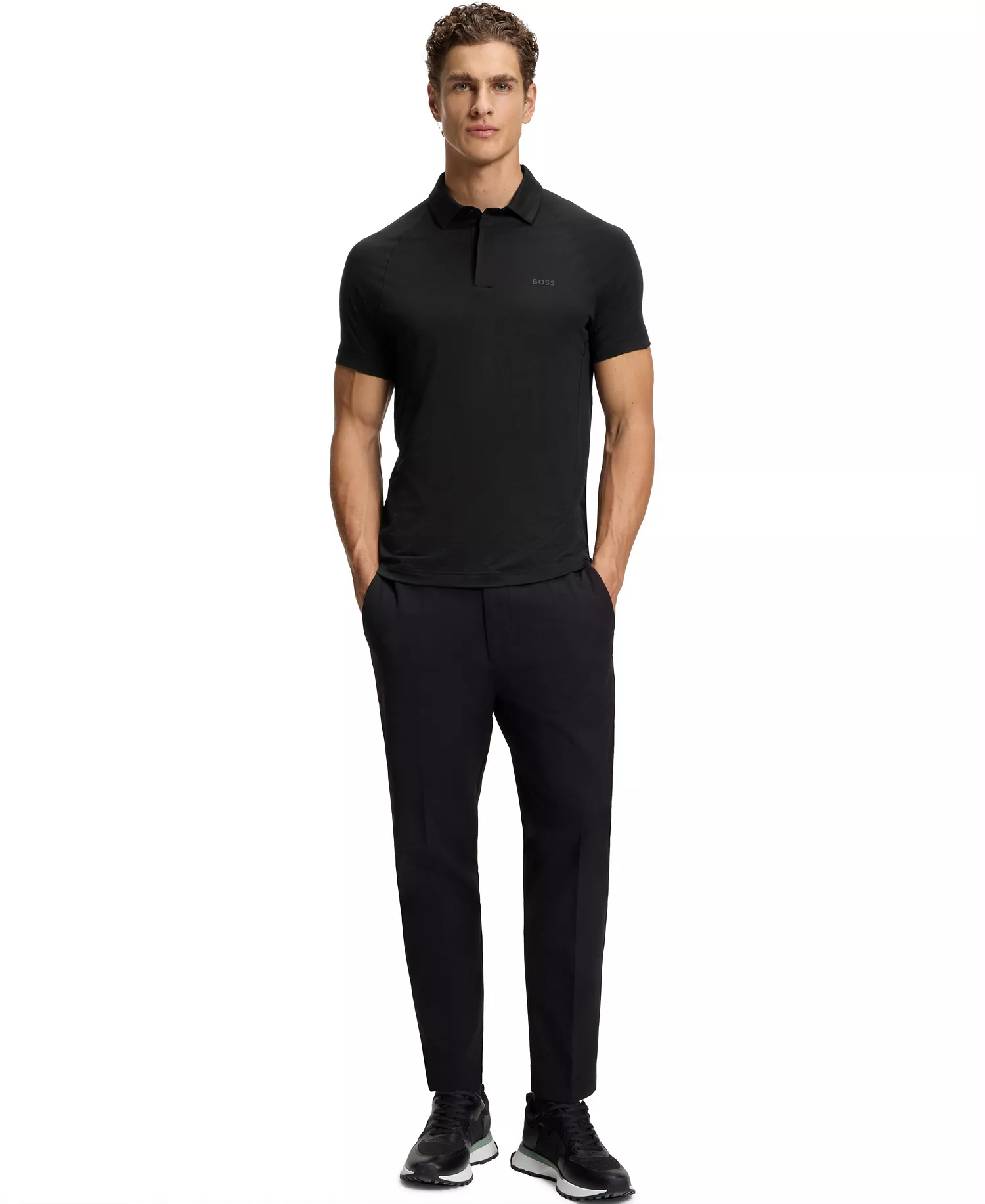 Men's Thermoregulating Active Slim-Fit Polo Shirt - Black - L