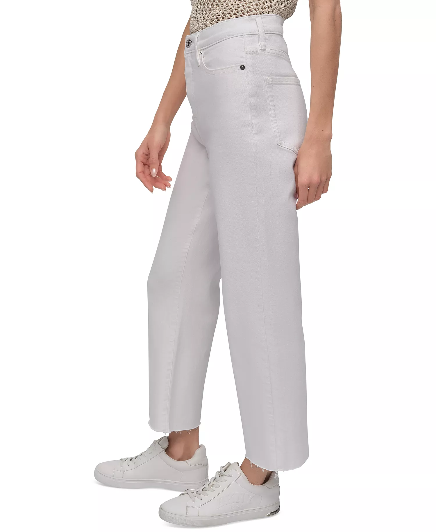Women's High-Rise Classic Straight-Leg Raw-Hem Jeans - Wht - White - 24