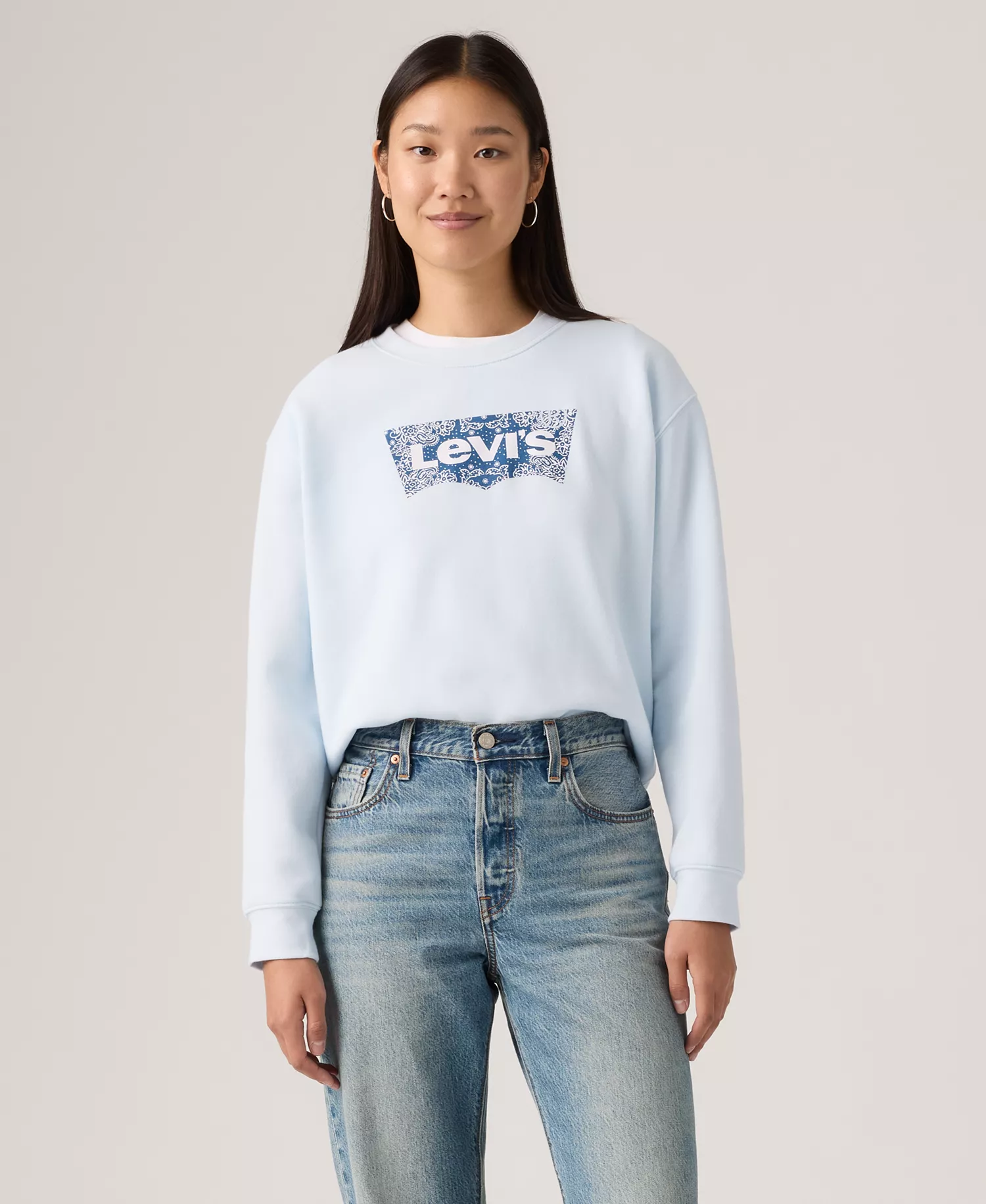 Women's Graphic Everyday Crew Neck Sweatshirt - Bandana blue - L