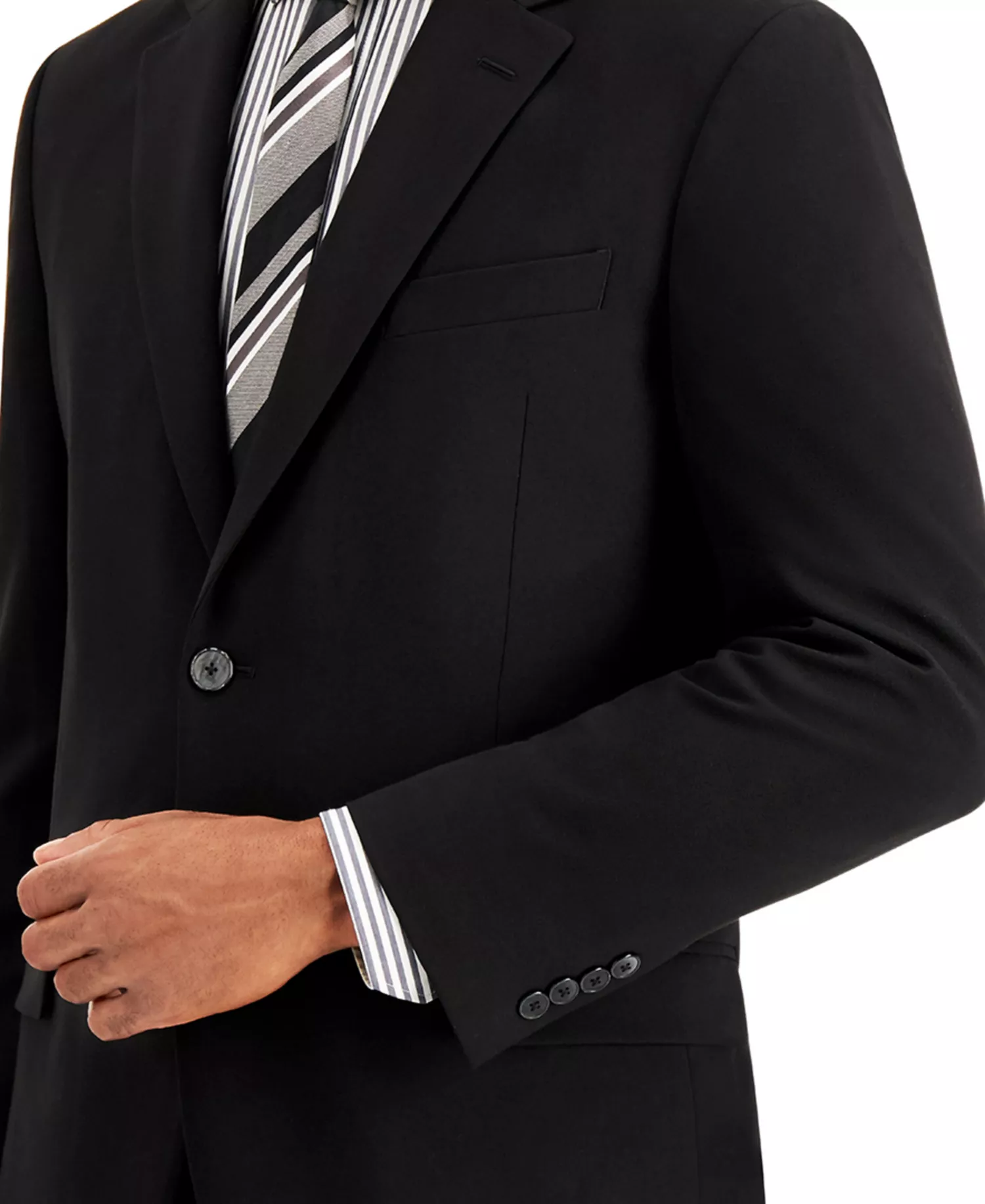 Men's Modern-Fit Bi-Stretch Suit - Black Solid - 36R