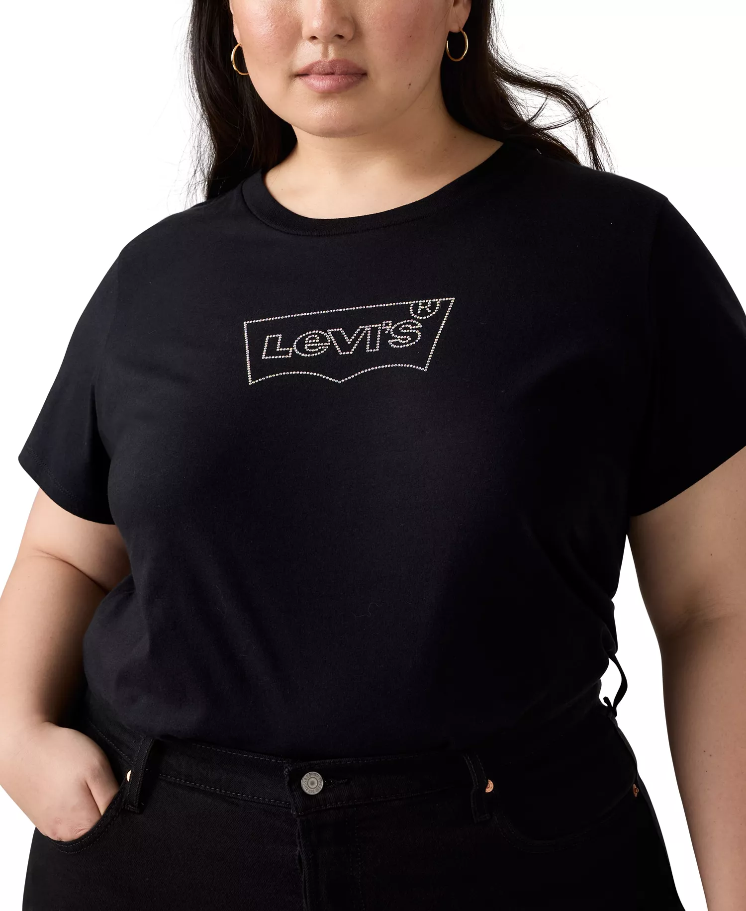 Plus Size Cotton Perfect Studded Logo T-Shirt - Shine Plus Anthracite - 1X
