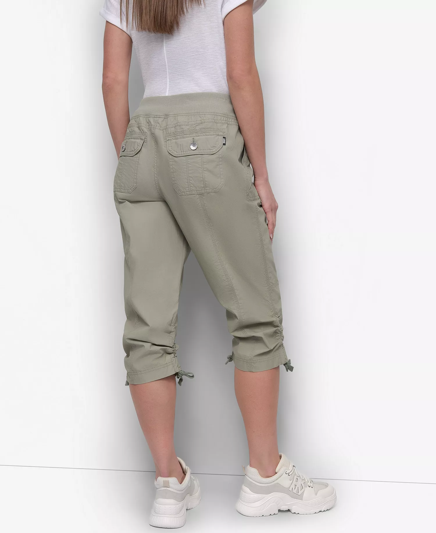 Women's Convertible Capri Cotton Poplin Cargo Pants - Bay Leaf - S