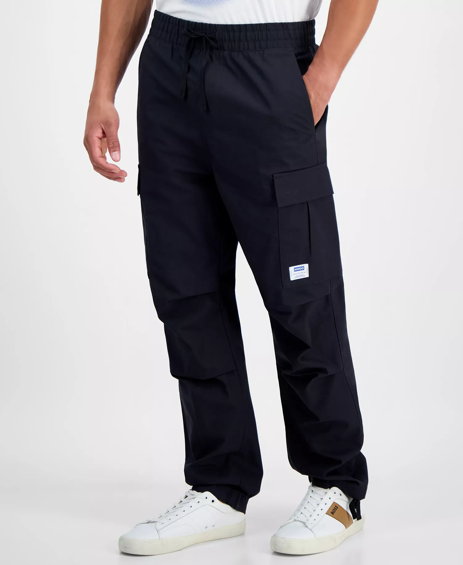 Men's Drawstring Cargo Pants - Black - 2XL