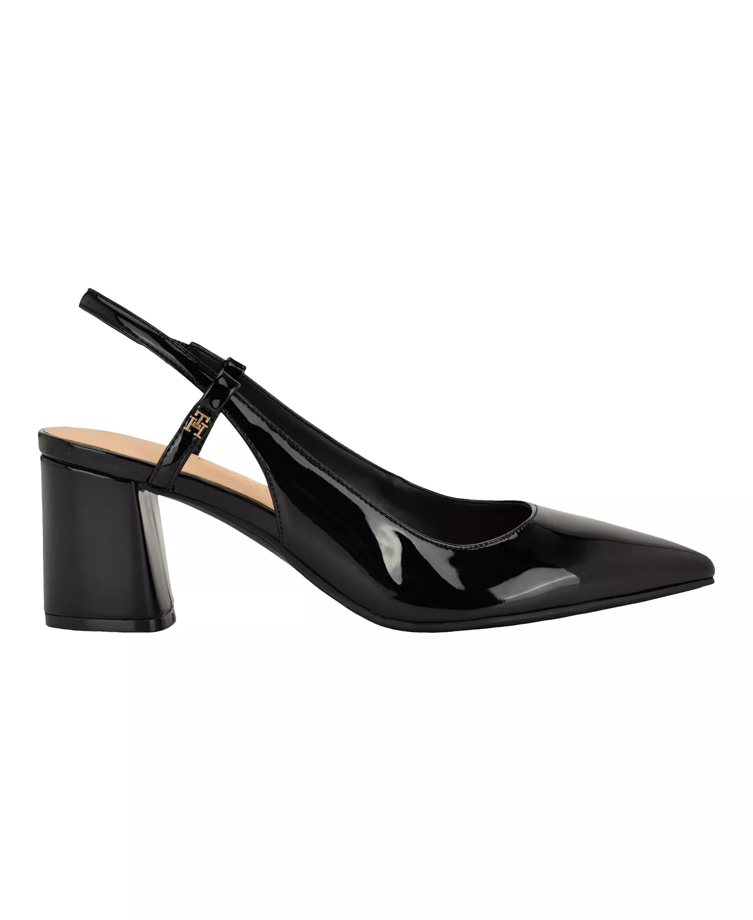 Women's Jezibee Block Heel Slingback Pumps - Black Patent - 10M