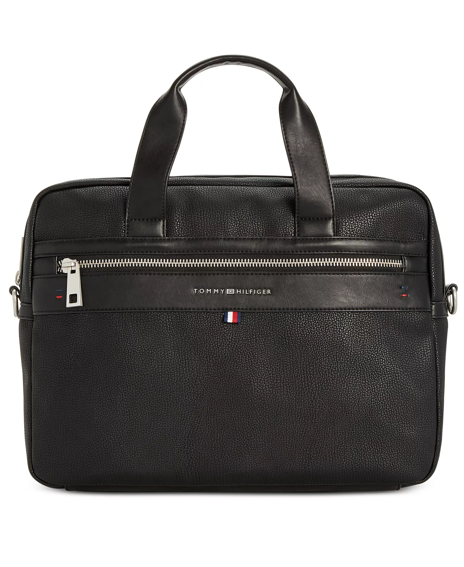 Men's Pebble Faux-Leather Leo Briefcase - Black - ONE SIZE