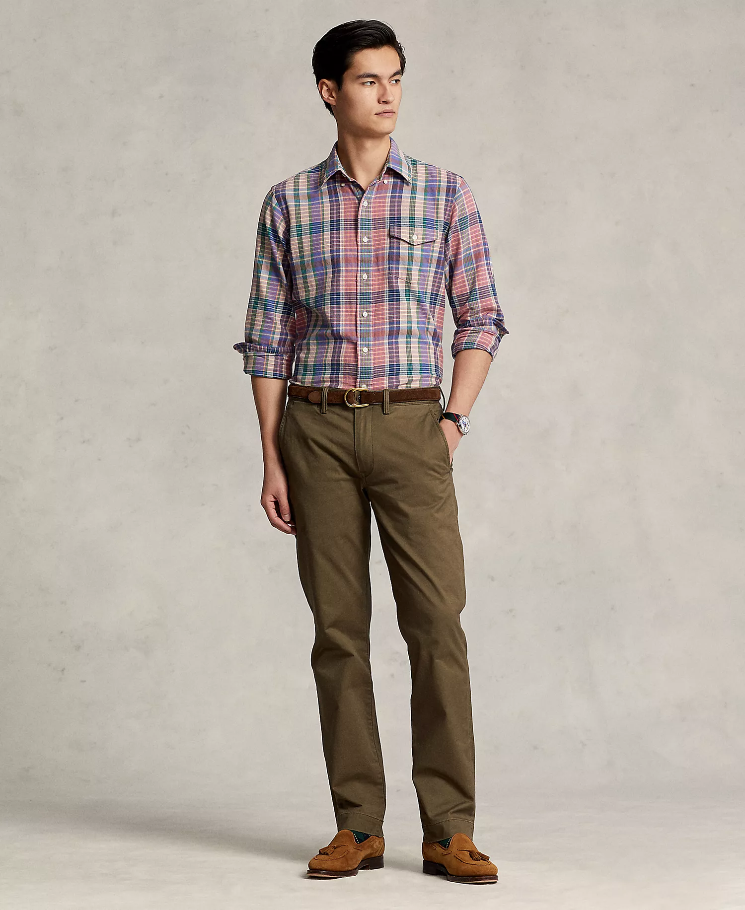 Men's Straight-Fit Washed Stretch Chino Pants - Canopy Olive - 31 - 30