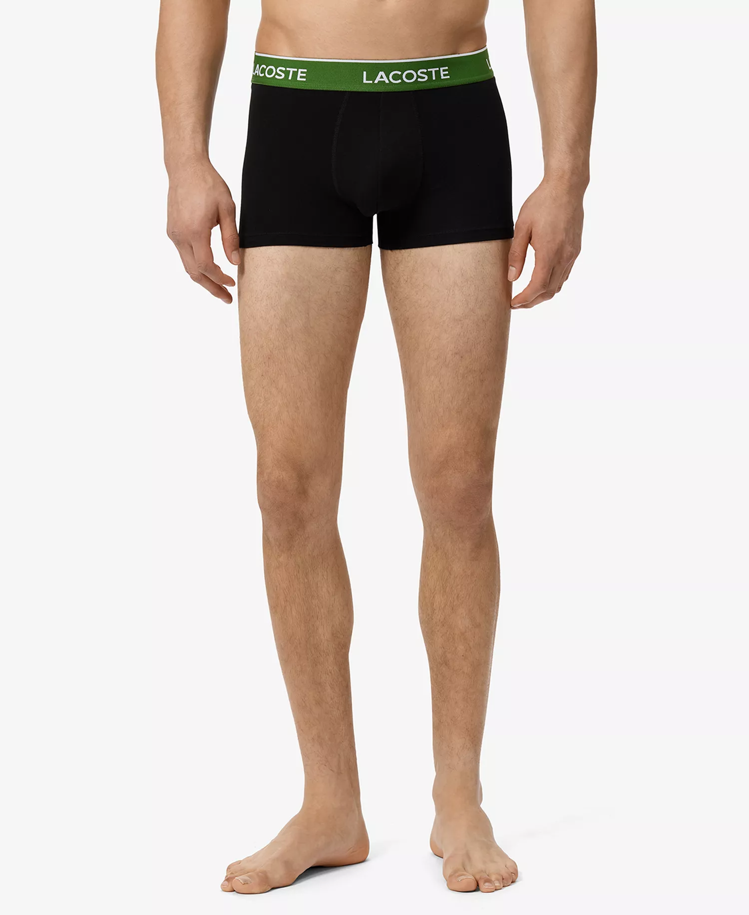 Men's Cotton Stretch Color Waistband Trunks, 3-Pack - 2Qi_black/albizia - L