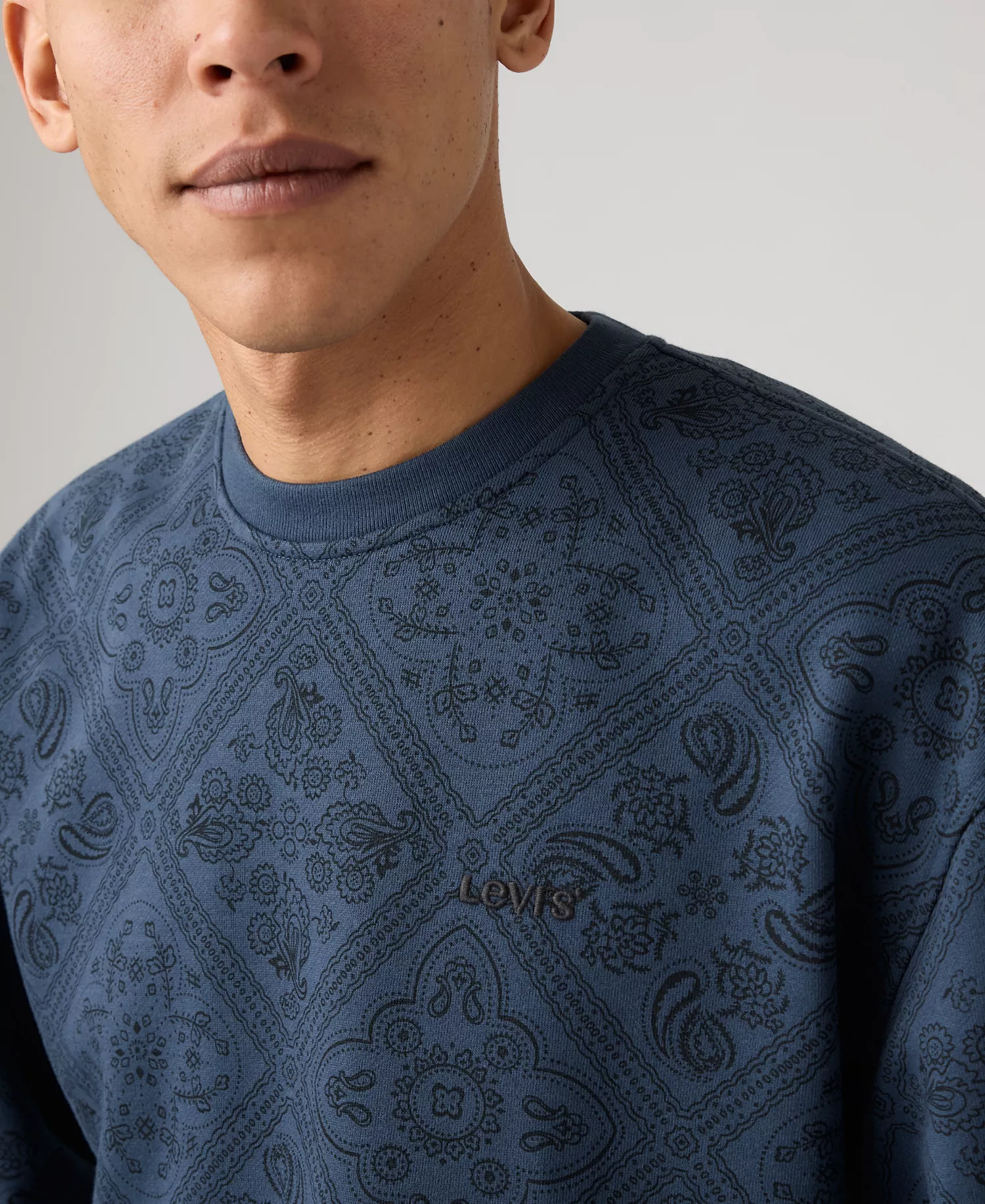 Men's Seasonal Crewneck Relaxed Fit Sweatshirt - Bandana Blue - 2XL