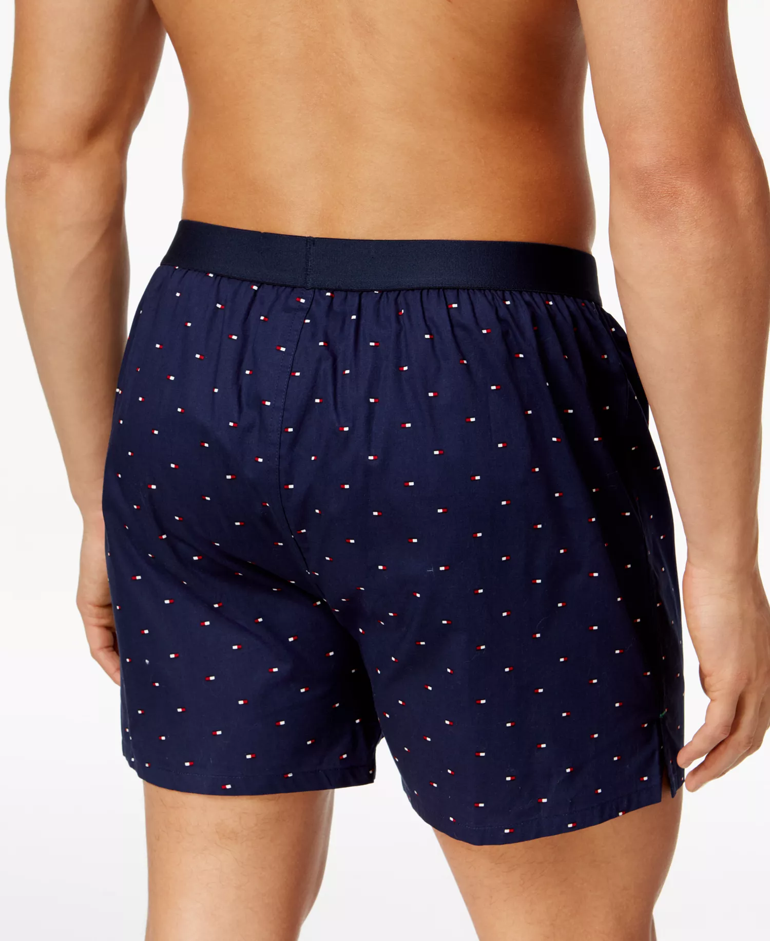 Men's Flag Logo Printed Cotton Boxers - Ice Blue - L