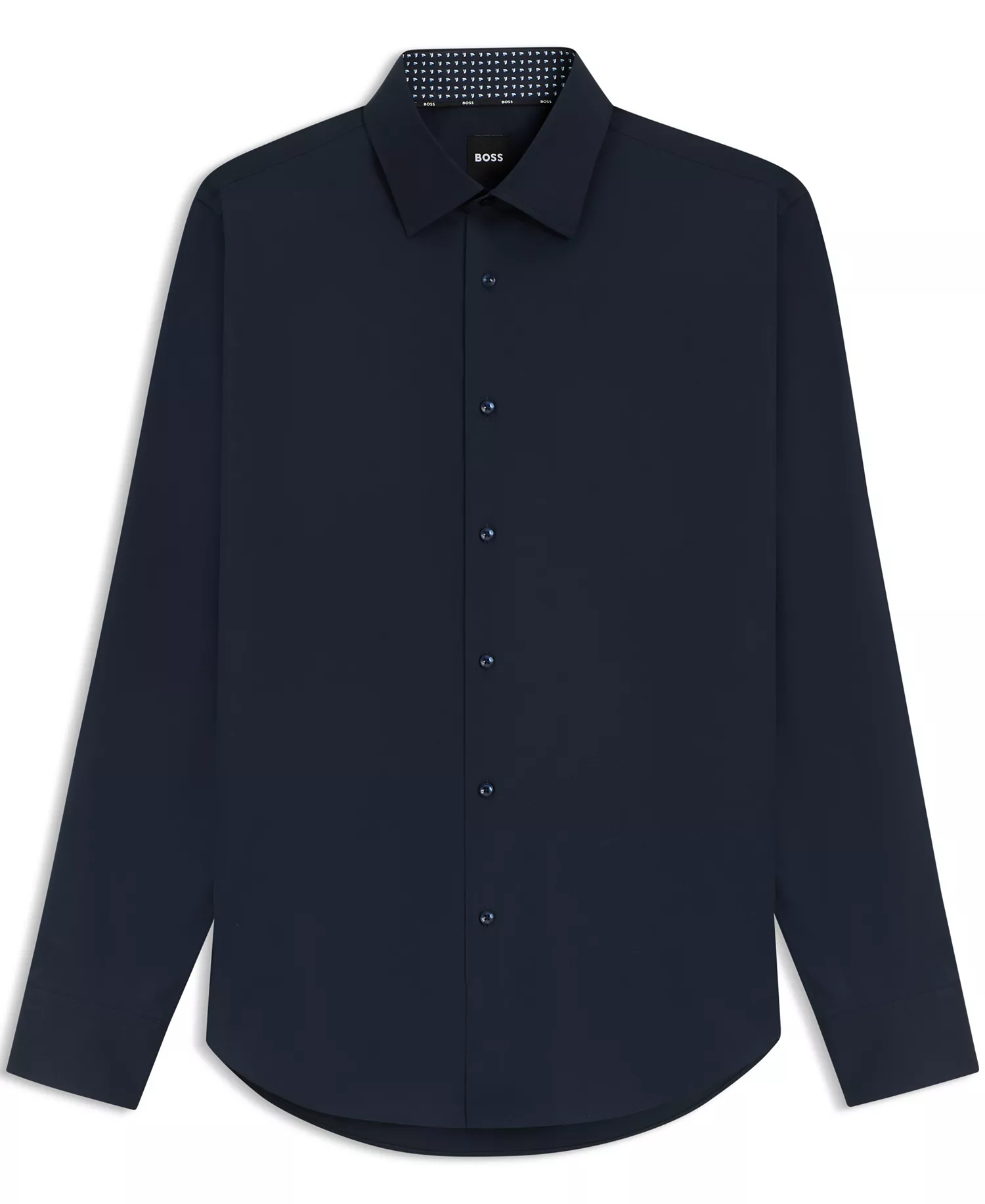 Men's Stretch-Cotton Poplin Regular-Fit Dress Shirt - Dark Blue - 15