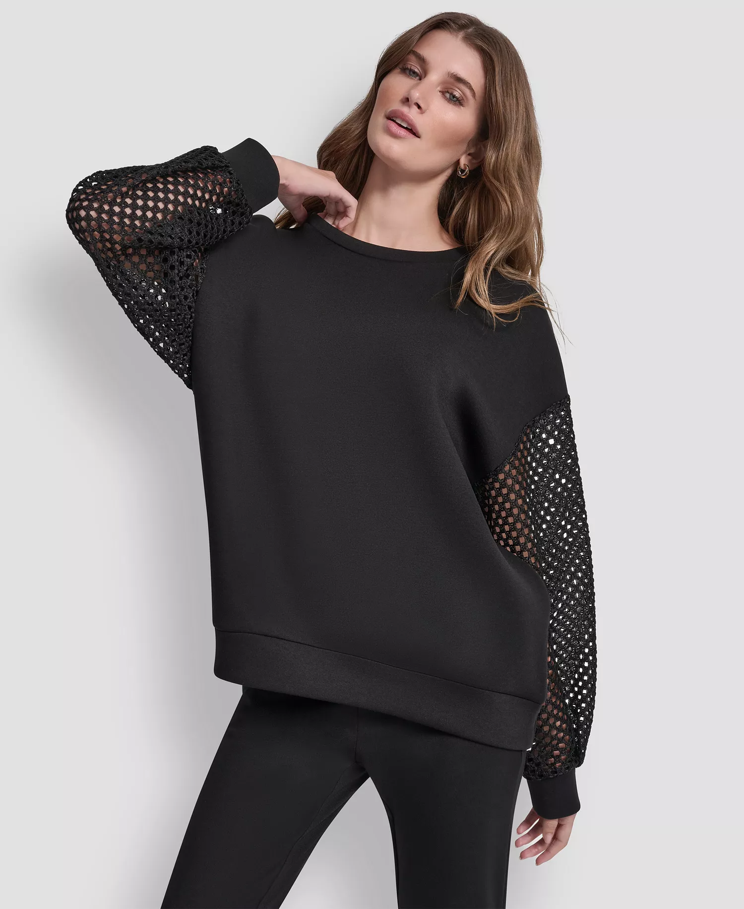 Women's Fauchet Long-Sleeve Crewneck Pull-On Sweatshirt - Black - L