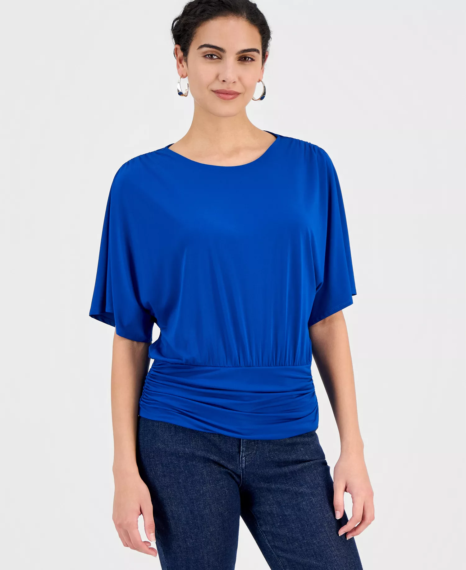 Women's Dolman Sleeve Knit Top, Macy's Exclusive - Cobalt Dream - L