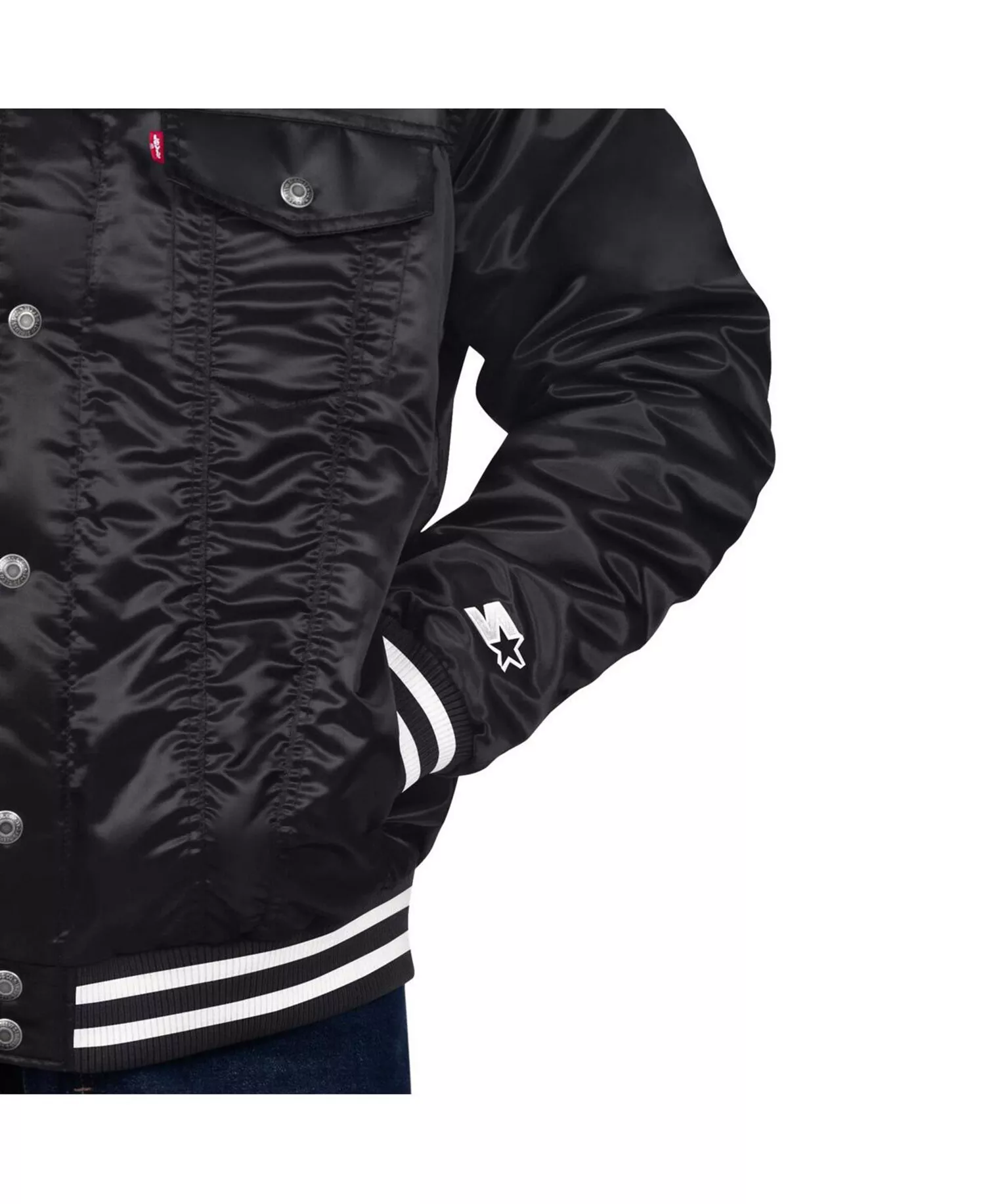 Levi’s x Starter Men's Black Cincinnati Bengals Silver Tab Trucker Full-Snap Jacket - Black - XXL