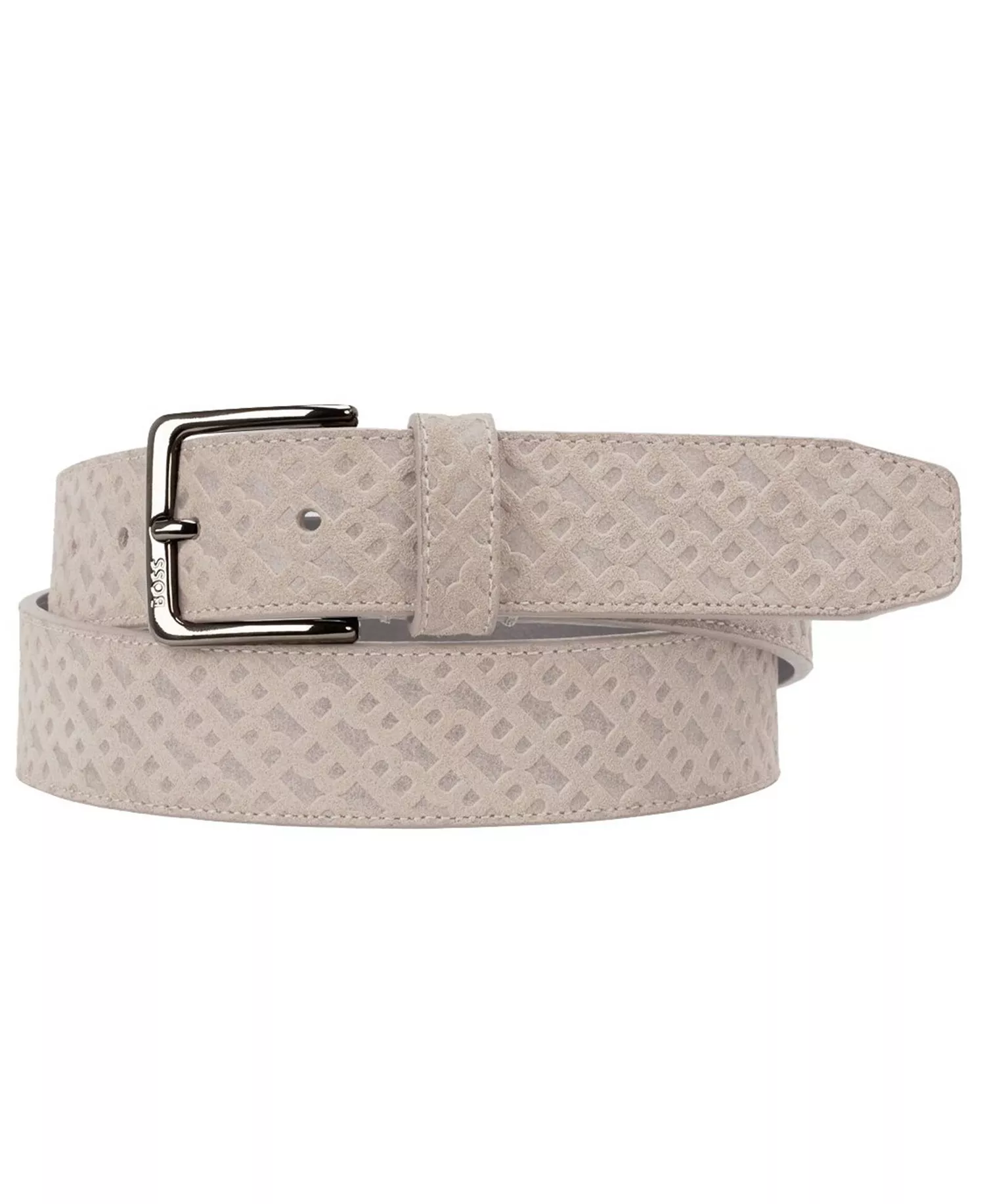 Hugo Men's Engraved Logo Soft Suede Belt - Dark Beige - 34