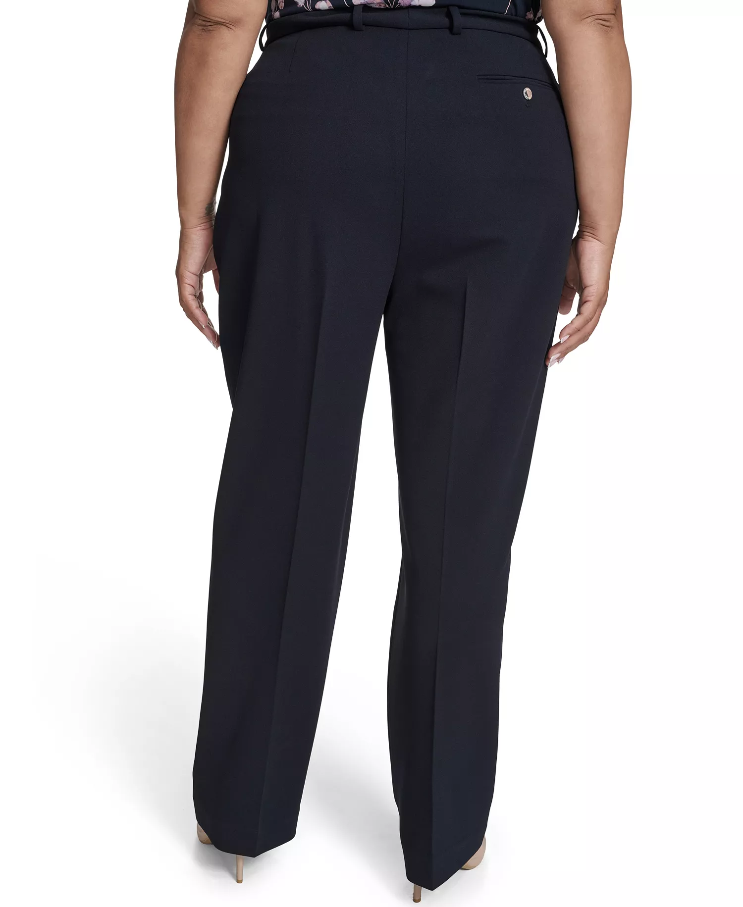 Women's Plus Size High Waist Modern Fit Pants - Navy - 14W