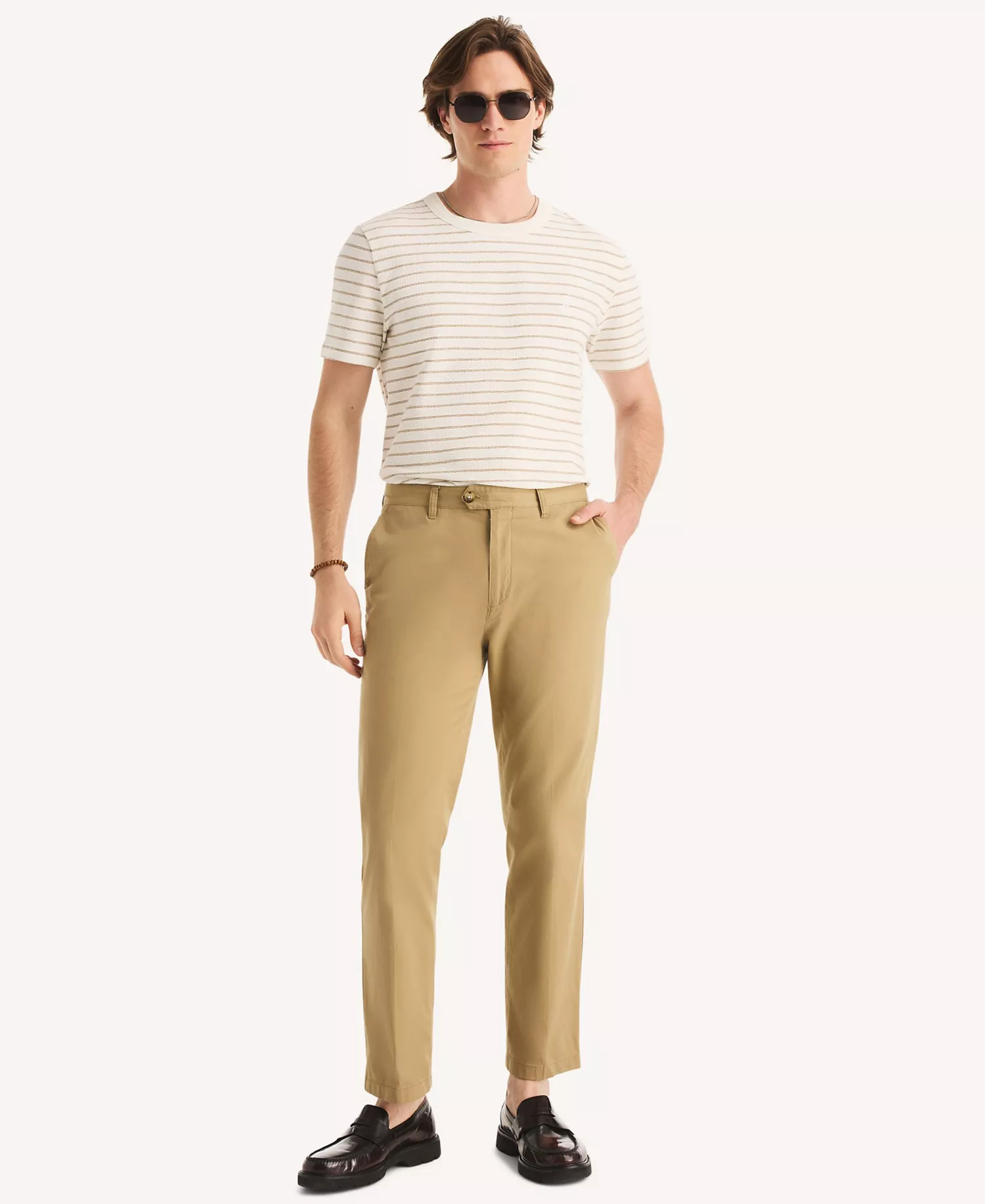 Men's Short-Sleeve Seersucker Striped T-Shirt - Cream - 2XL