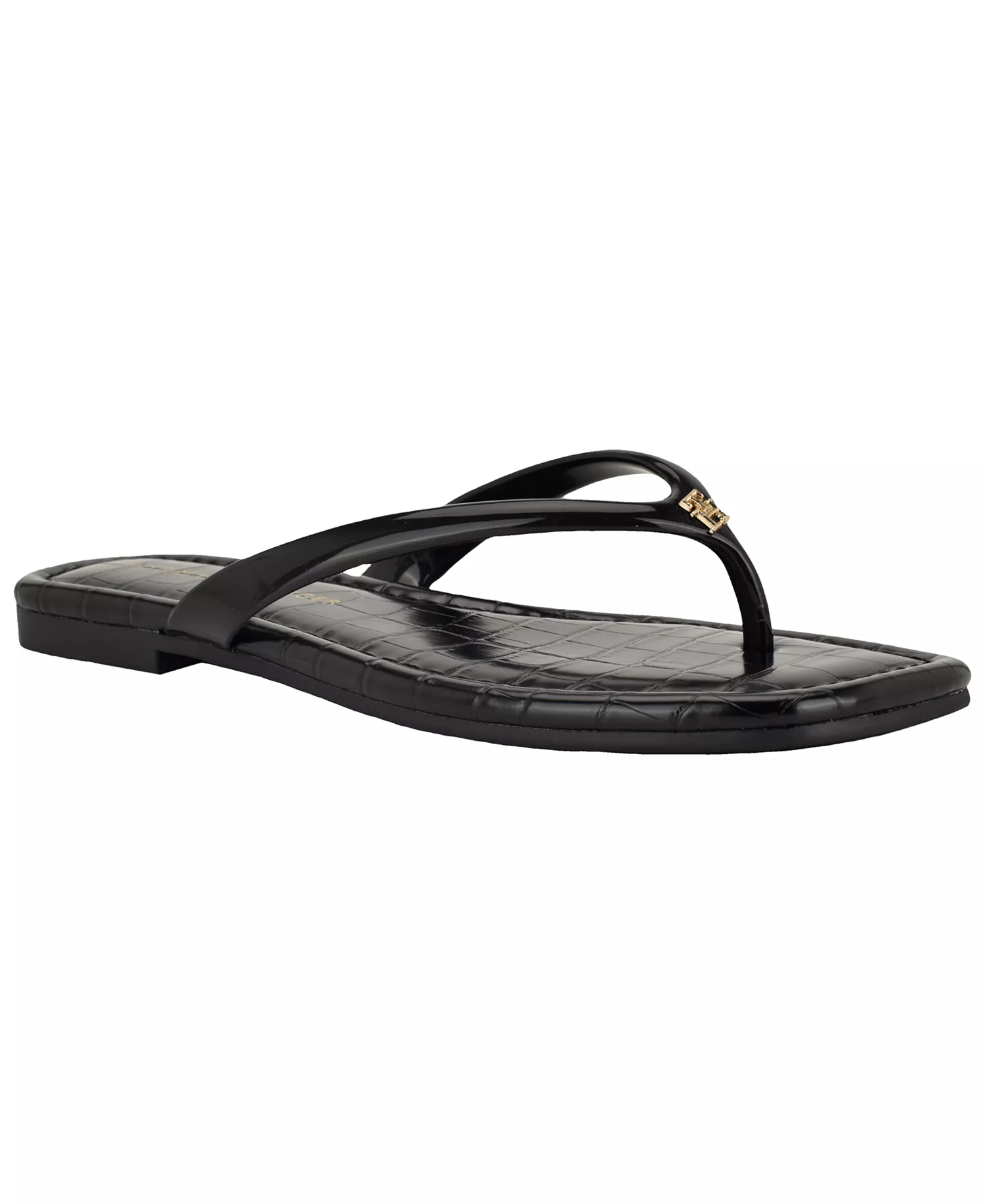 Women's Vela Jelly Flat Thong Sandal - Black/Croc - 6.5M