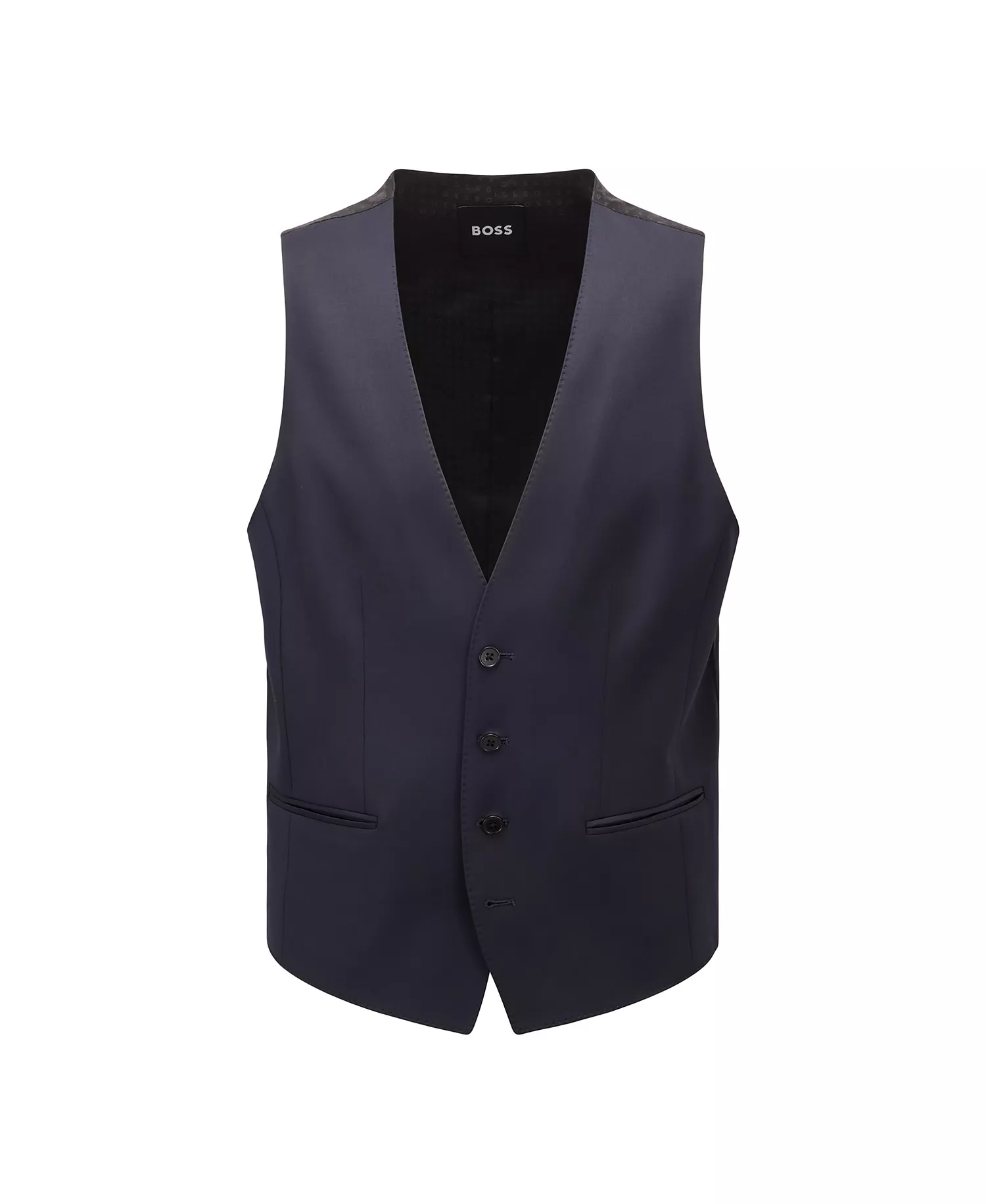 BOSS by Men's Virgin-Wool Serge Slim-Fit Vest - Dark Blue - 34R