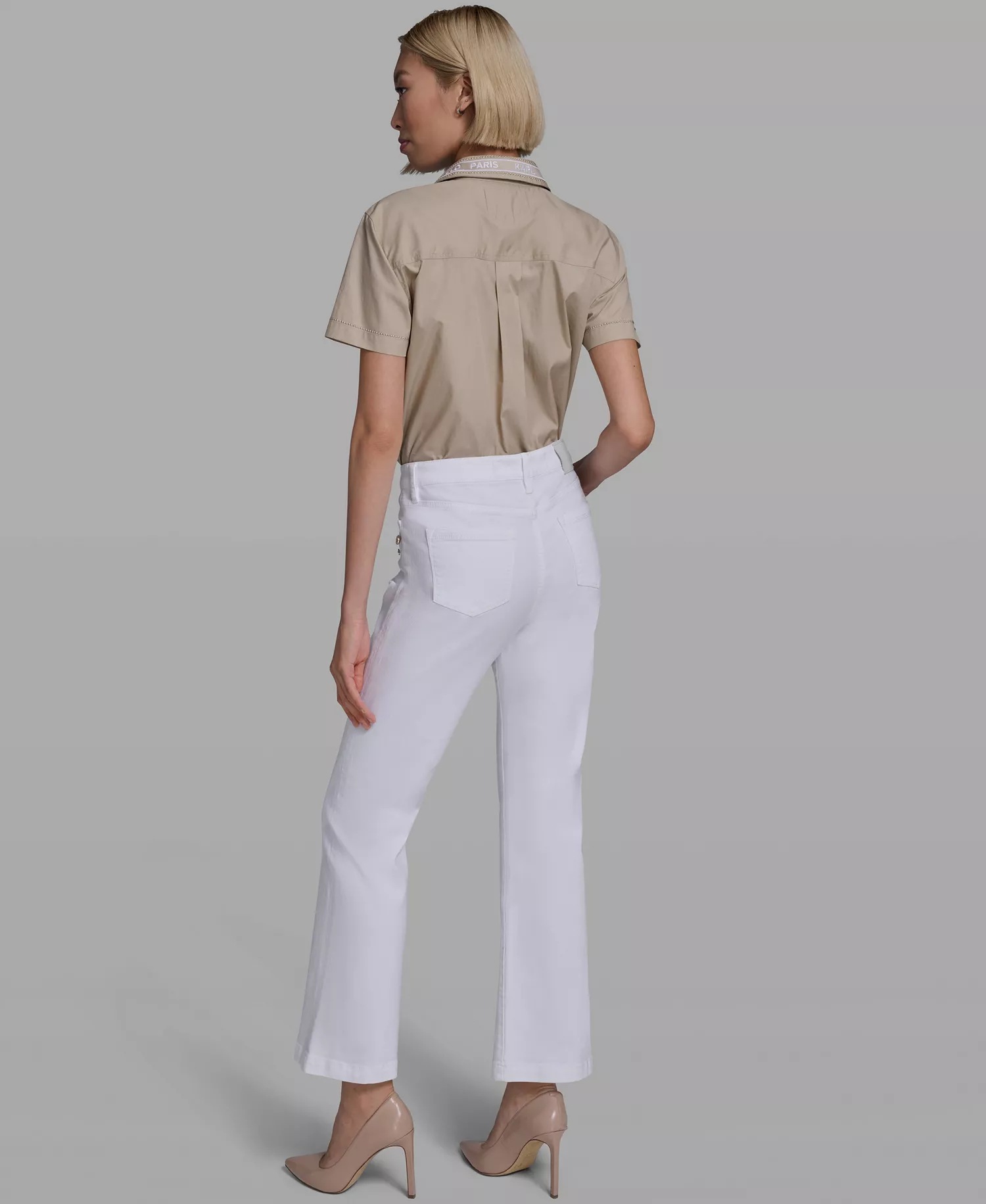 Women's Mid-Rise Studded-Pocket Straight Jeans - White Denim - 0