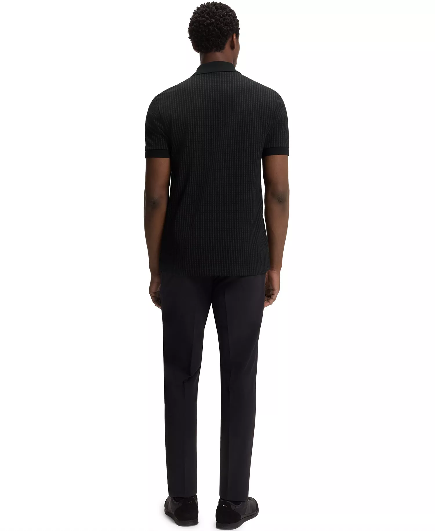 Men's Cotton-Piqué All-Over Print Polo Shirt - Black - 2XL