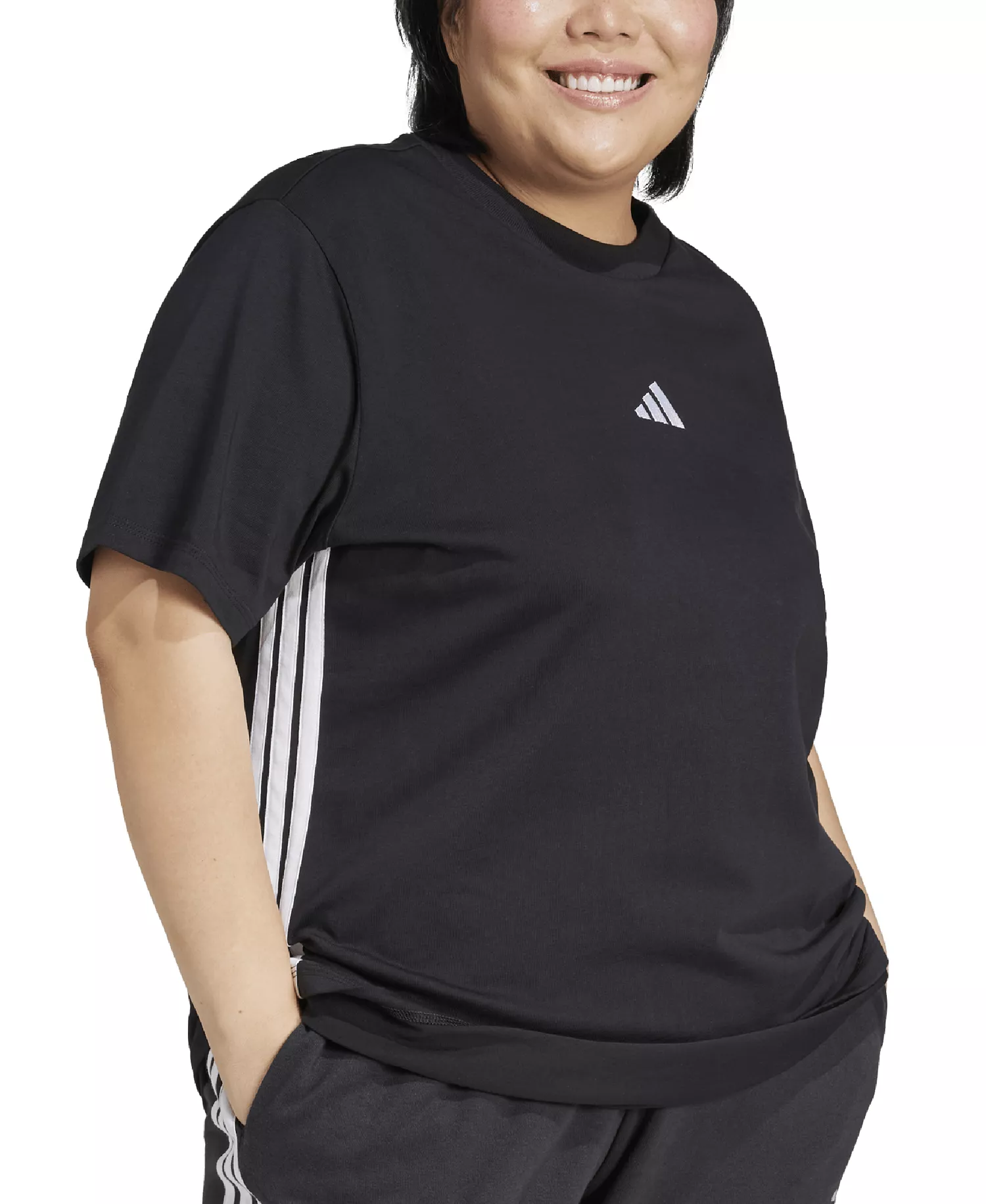 Plus Size Essentials Cotton Crewneck Short-Sleeve Logo T-Shirt  - Black - 1X