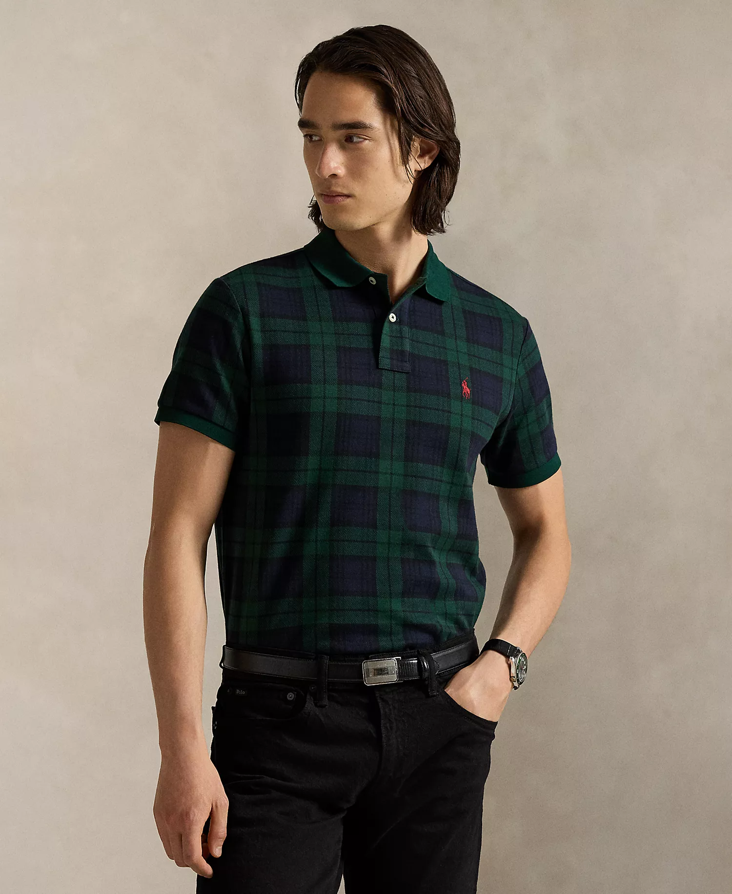Men's Holiday Plaid Polo Shirt - Blackwatch Tartan - 2XL
