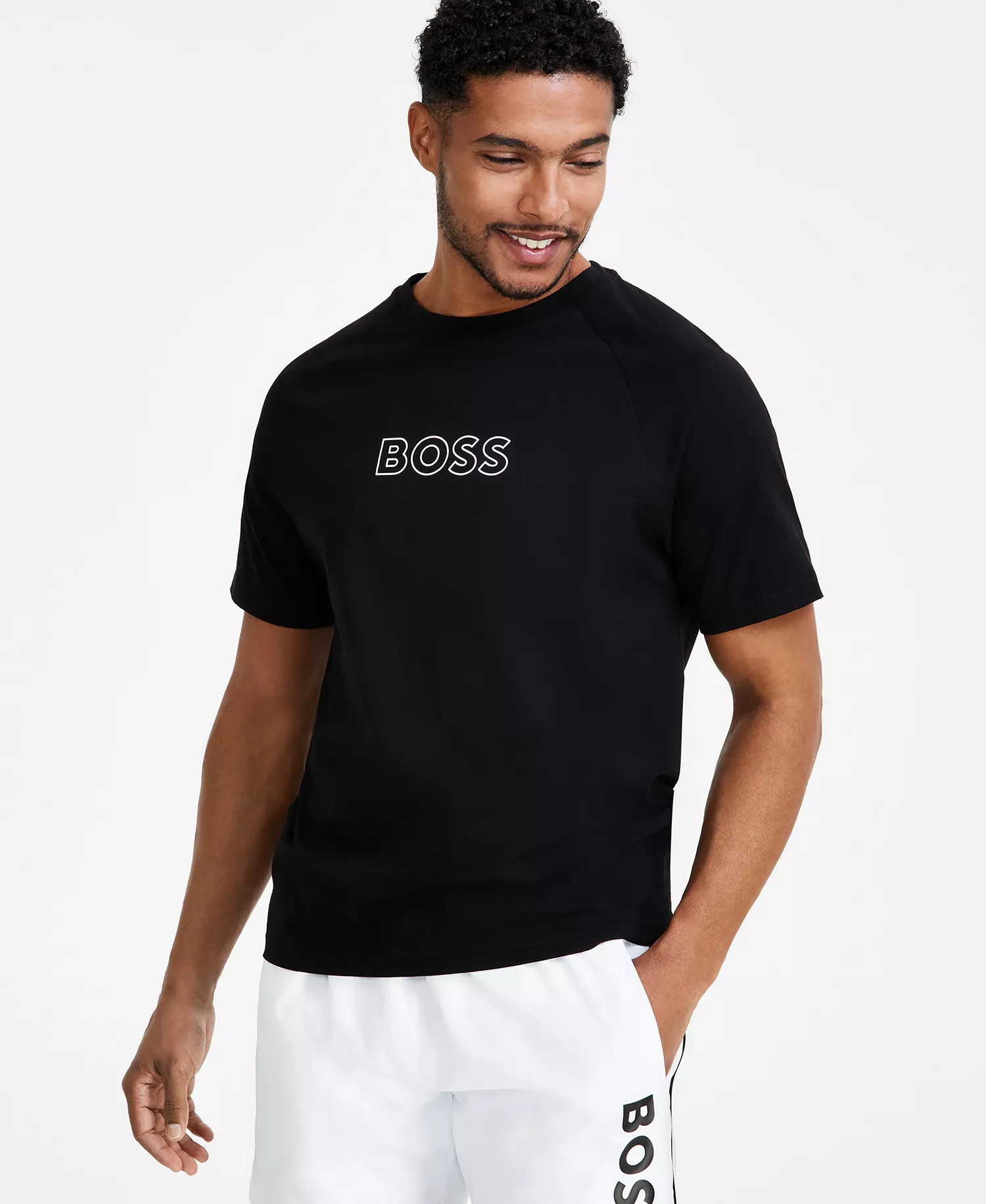BOSS by Logo T-Shirt & Printed Dots 5" Swim Trunks - Black - 2XL