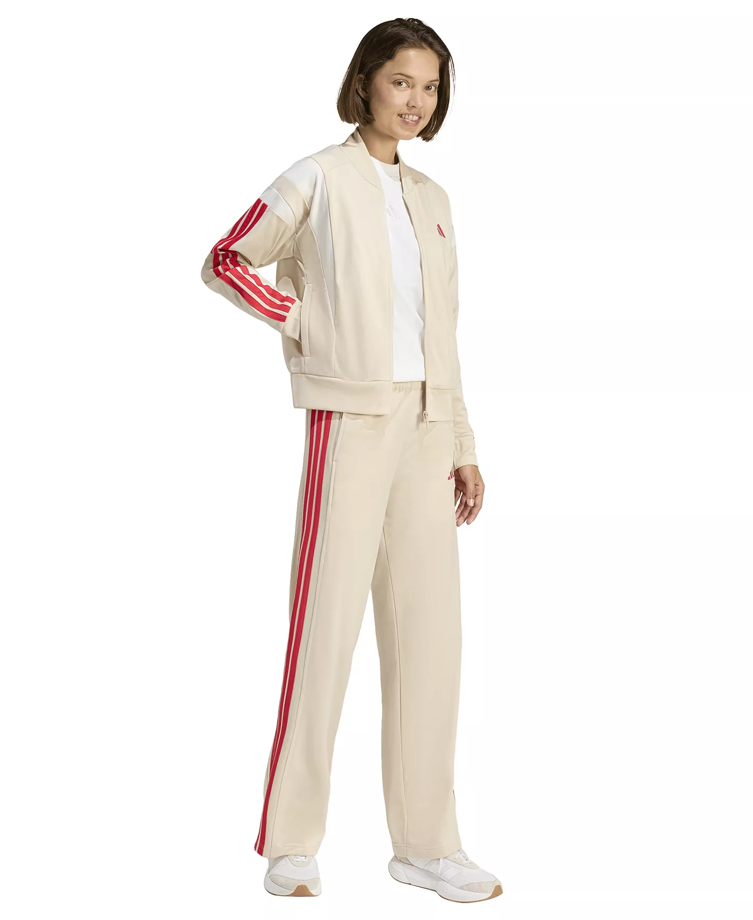 Women's 3-Stripes Fashion Sportswear Track Pants - Crystal Linen/pure Ruby - L